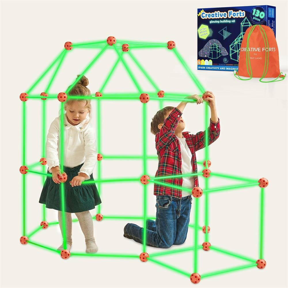 Tiny Land® Glow in The Dark Kids Fort With 130 pcs Toy Tiny Land