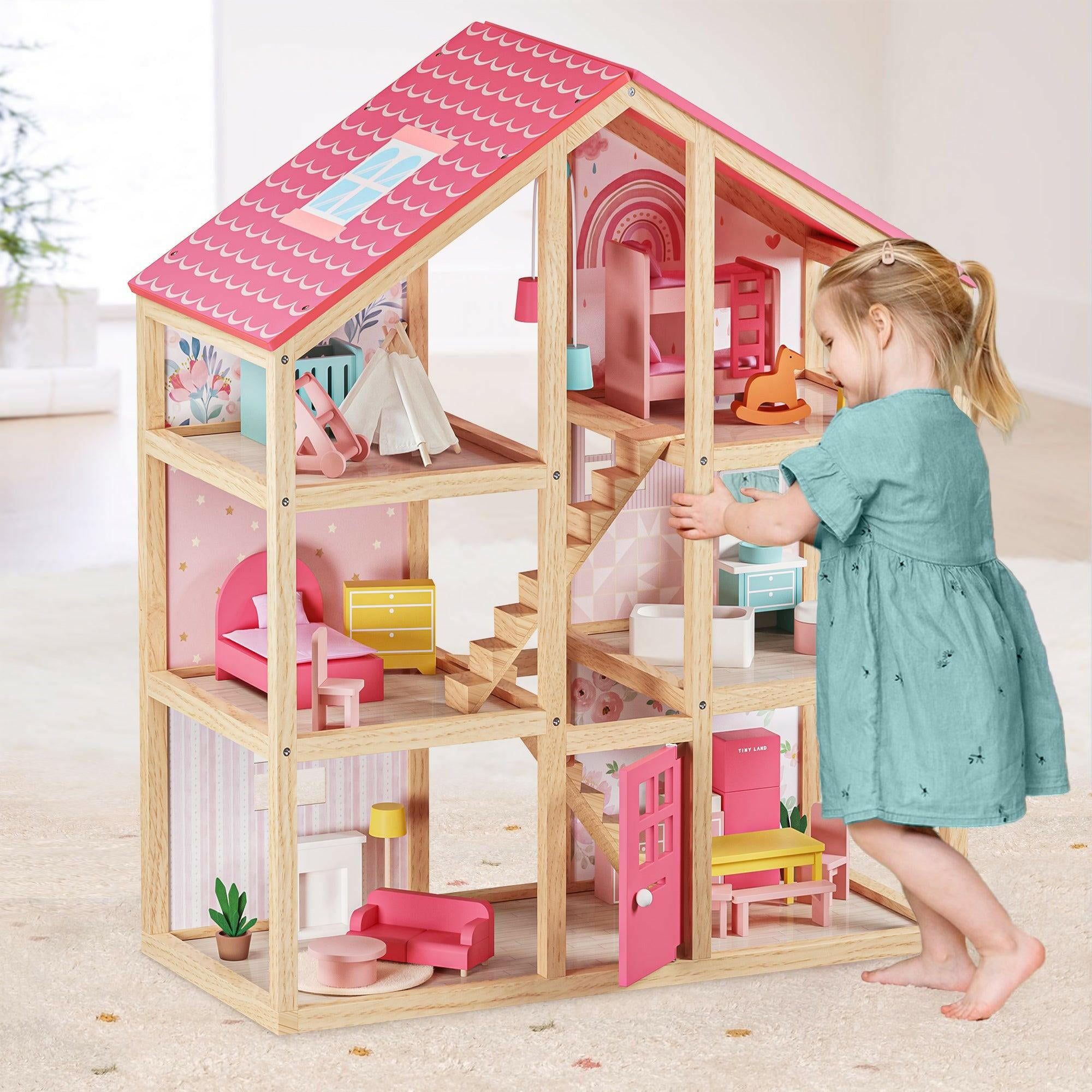 Tiny Land® Love Dollhouse with 30 Furniture Dollhouse Tiny Land