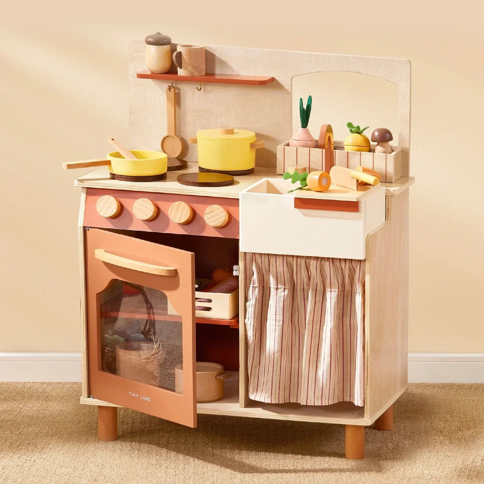 Tiny Land Modern Versatile Wooden Kids Play Kitchen