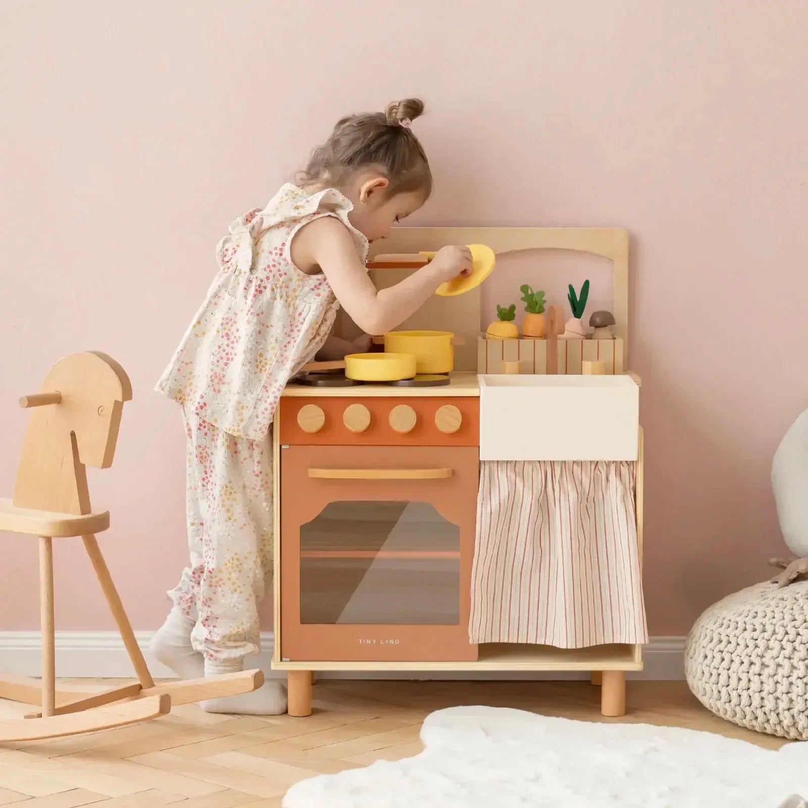 Tiny Land® Modern & Versatile Wooden Kids Play Kitchen Toy Tiny Land