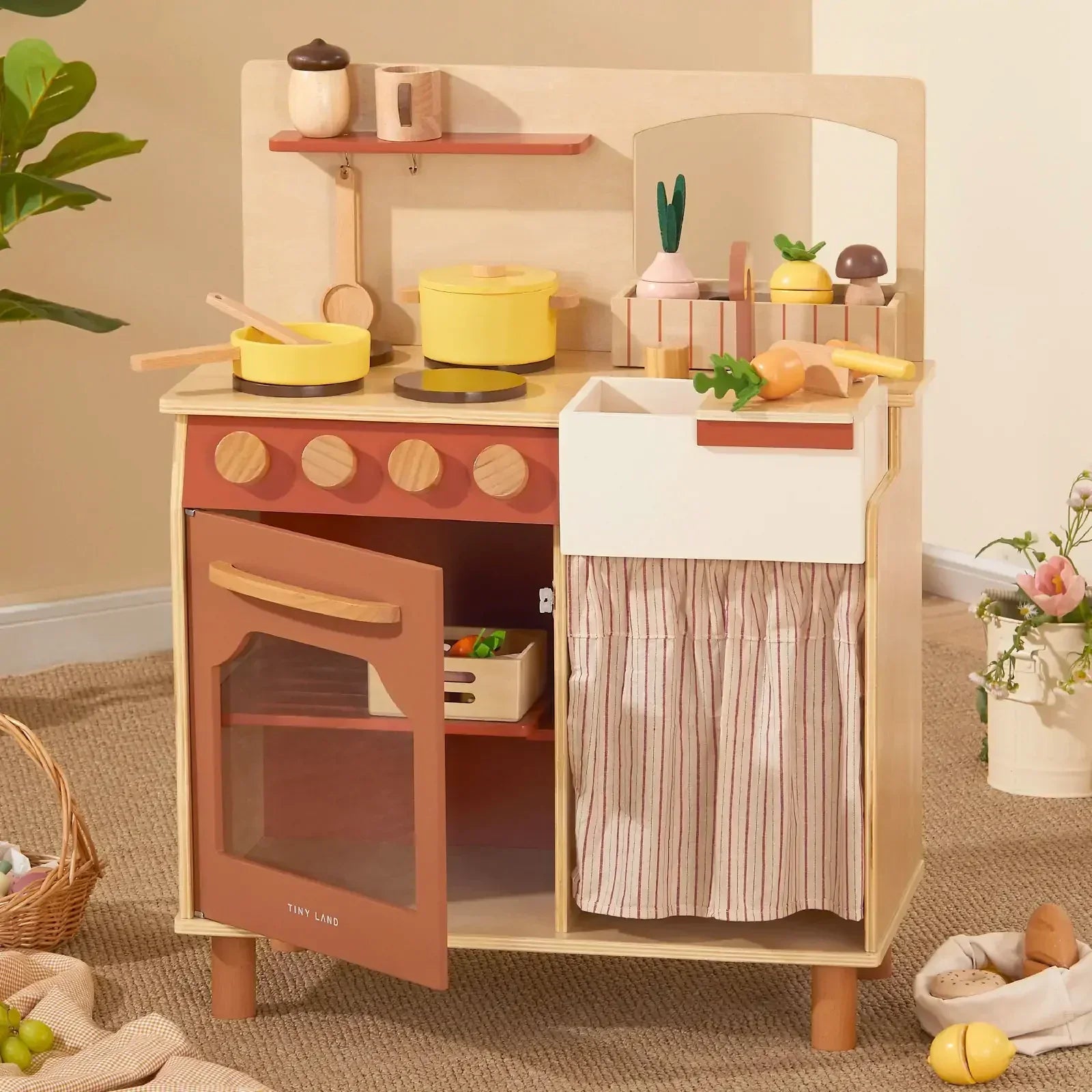 Tiny Land® Modern & Versatile Wooden Kids Play Kitchen Toy Tiny Land