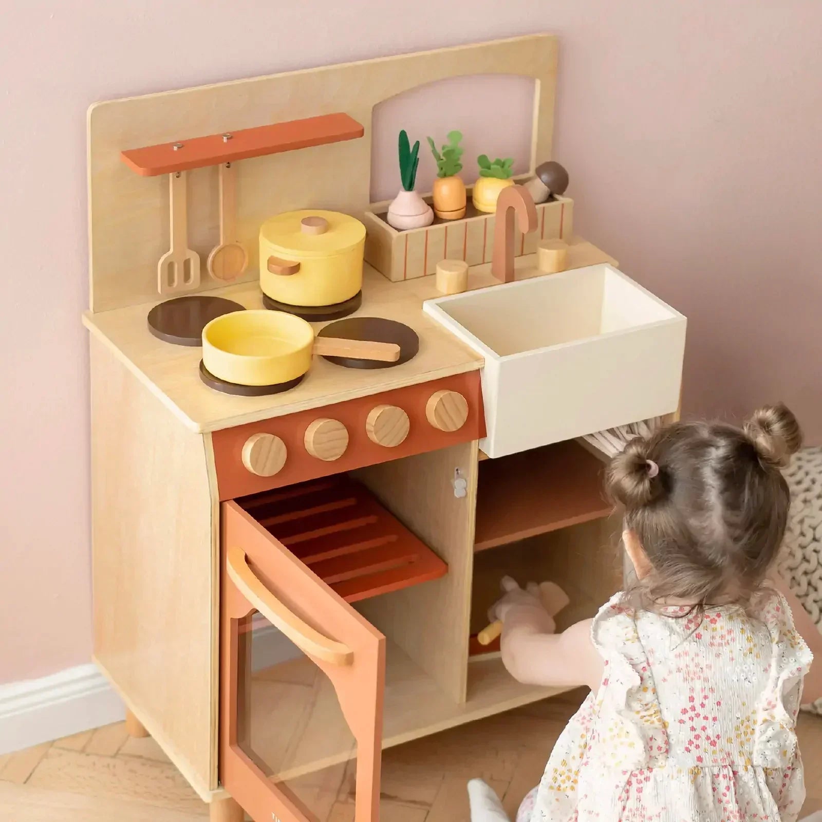 Tiny Land® Modern & Versatile Wooden Kids Play Kitchen Toy Tiny Land