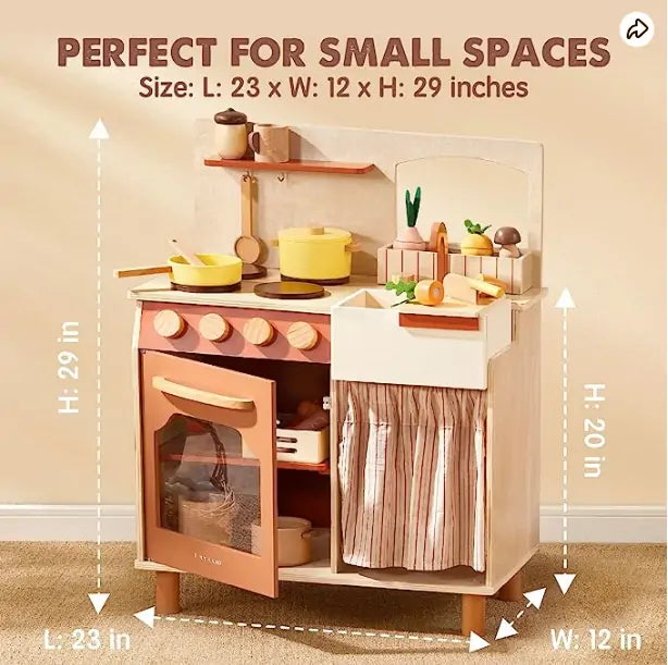 Tiny Land® Modern & Versatile Wooden Kids Play Kitchen Toy Tiny Land