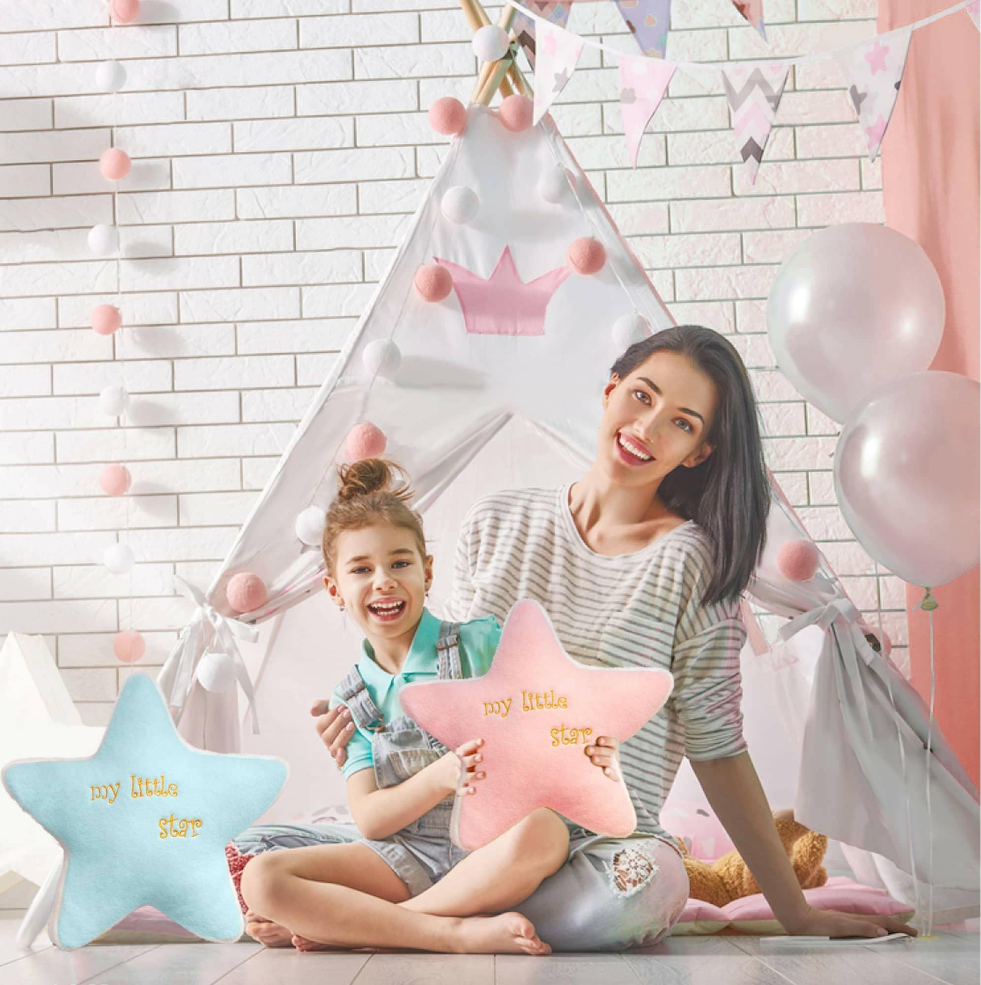 Tiny Land® Pink Star Pillow Pillows Tiny Land