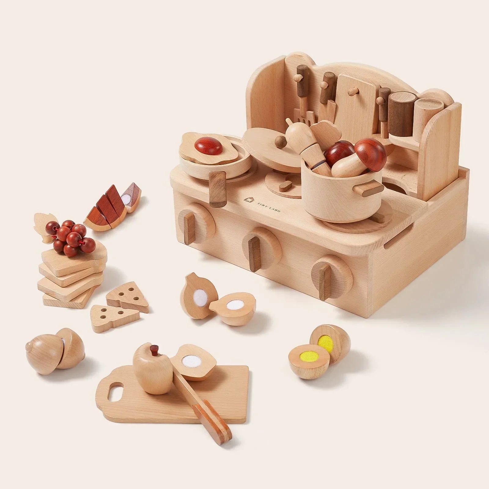 Tiny Land® Wooden Cut and Play Food Toys Toy Cookware Tiny Land