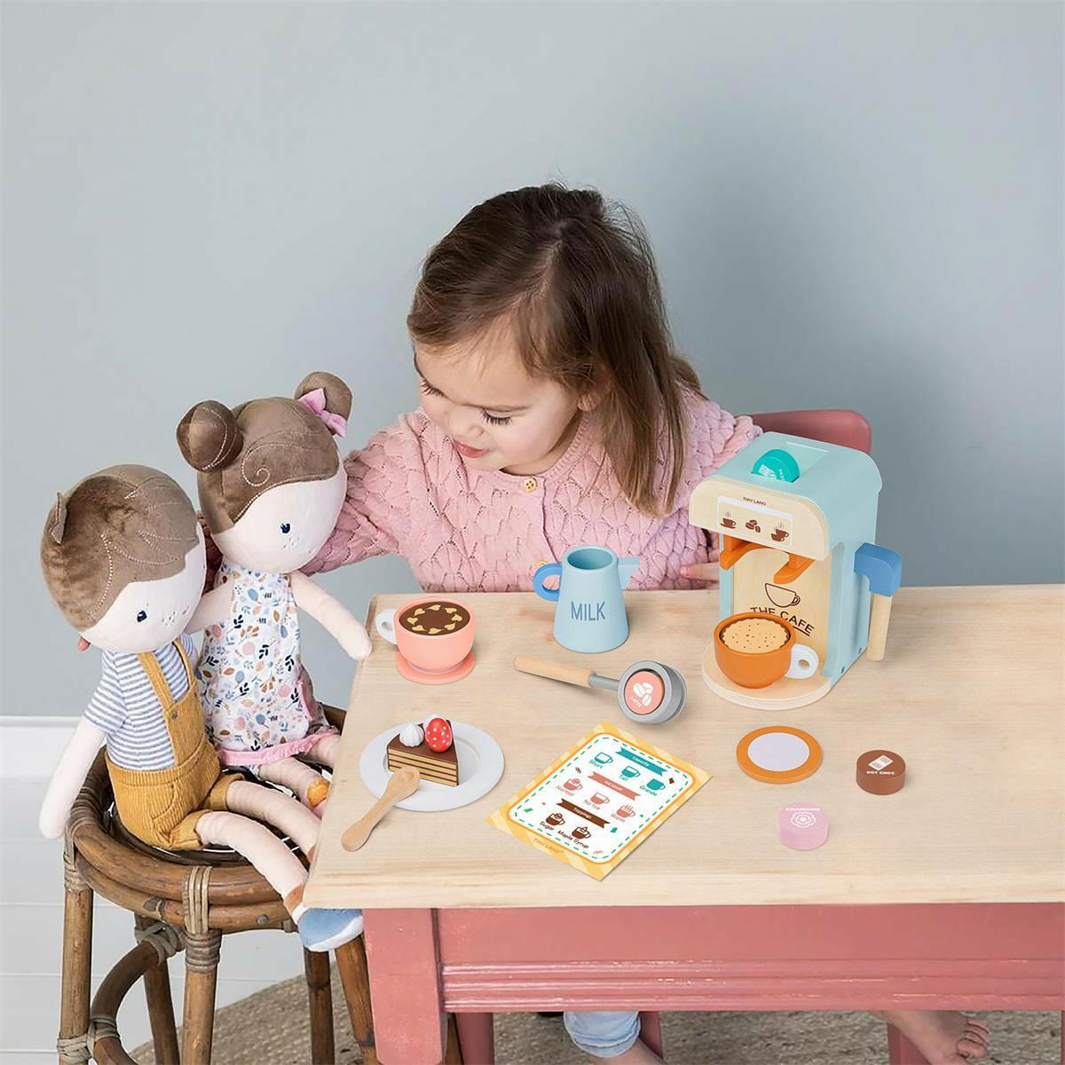 Tiny Land® Wooden Kids Play Coffee Maker Set Toy Cookware Tiny Land