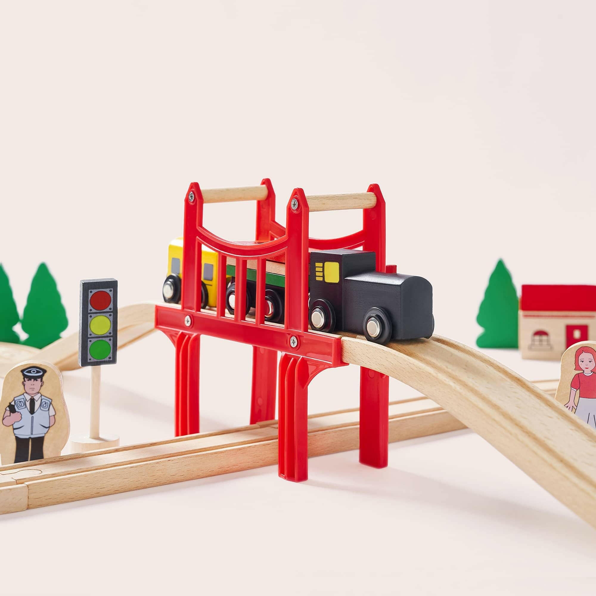 Tiny Land® Wooden Train Set for Children 39 Pcs Toy Tiny Land