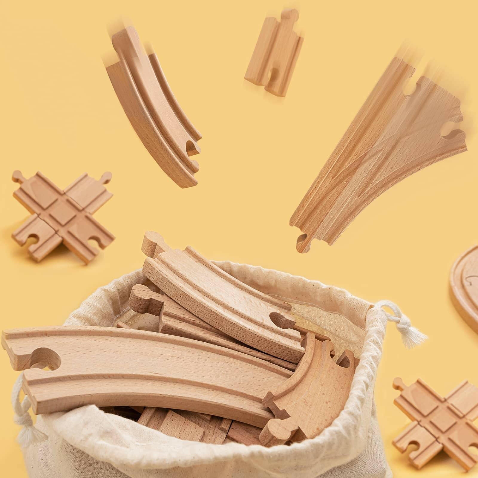 Tiny LandĀ® Wooden Train Tracks Set (52 pcs) wooden toys Tiny Land