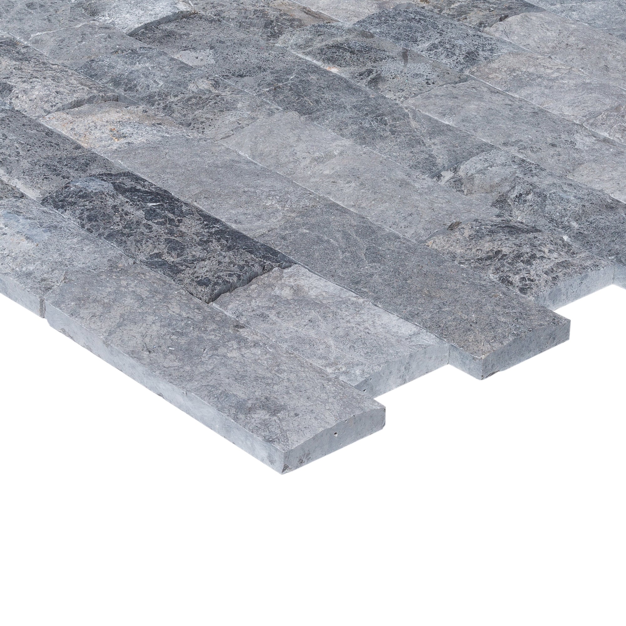Tundra Gray 4"xFree Length Split-face Natural Marble Wall Tile - Belair Collection