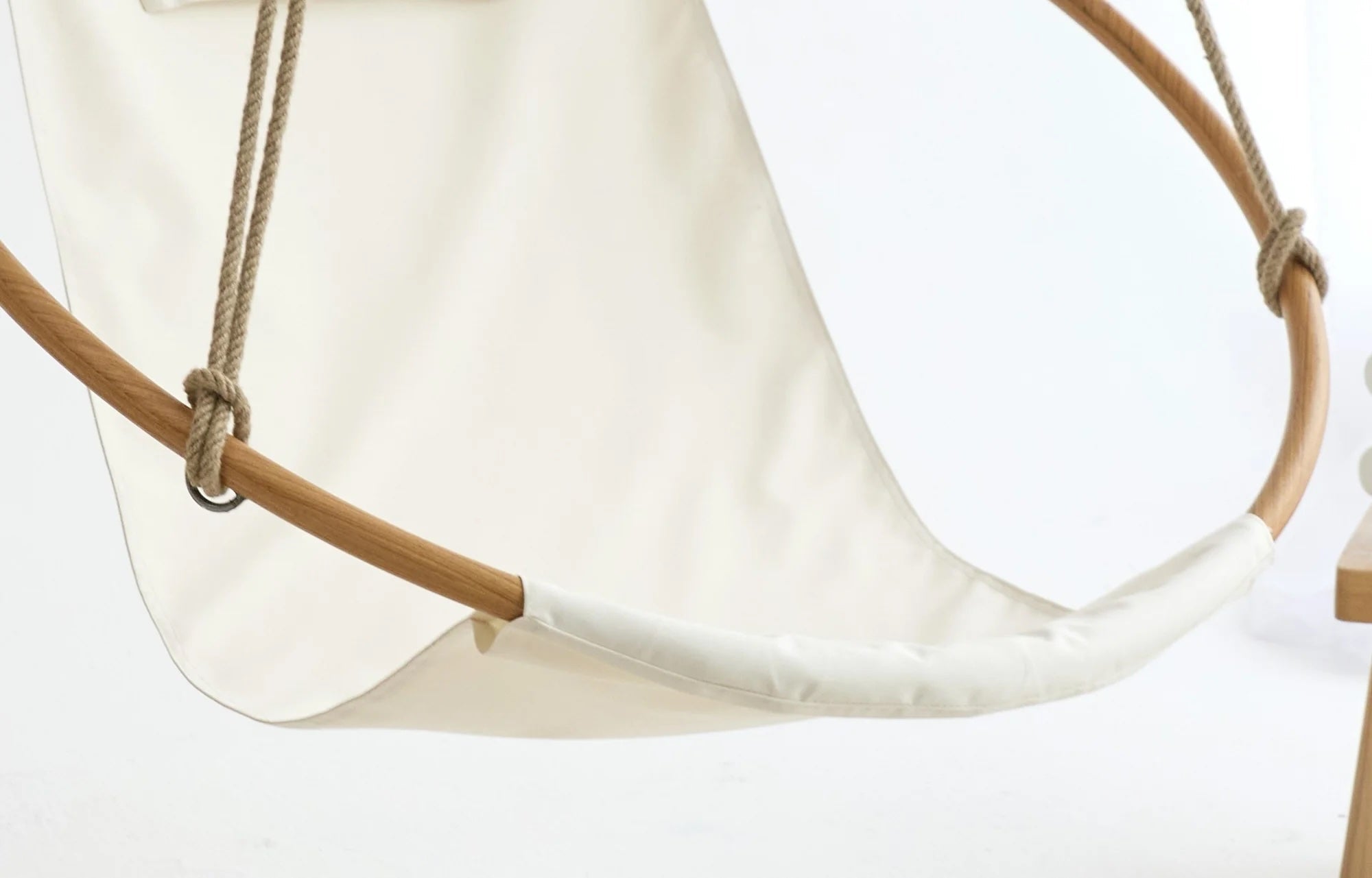 Twill Natural Round Hanging Chair Teak Frame