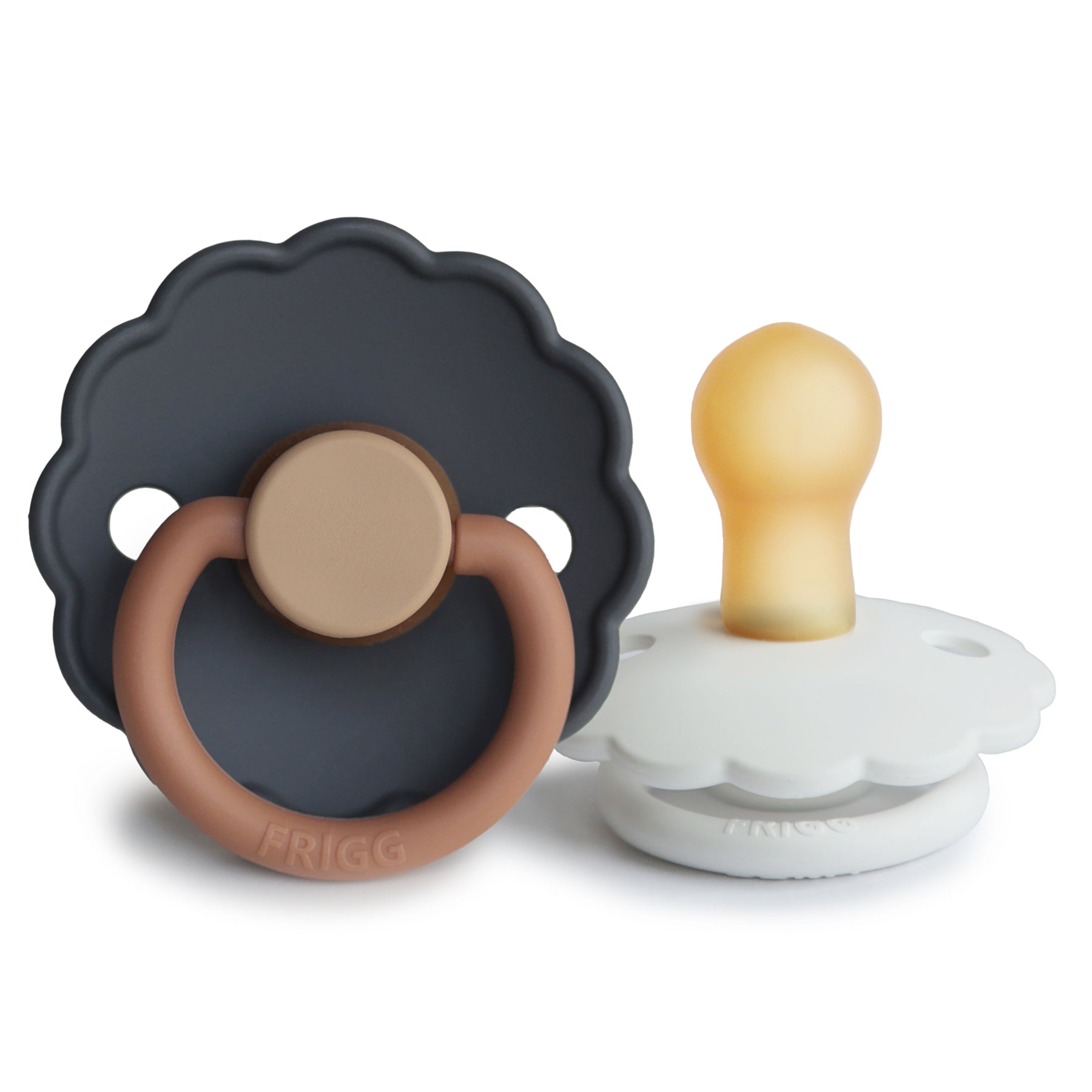 FRIGG Daisy Natural Rubber Pacifier 2-Pack FRIGG PACIFIERS Mushie Aurora/Bright White 0-6 months
