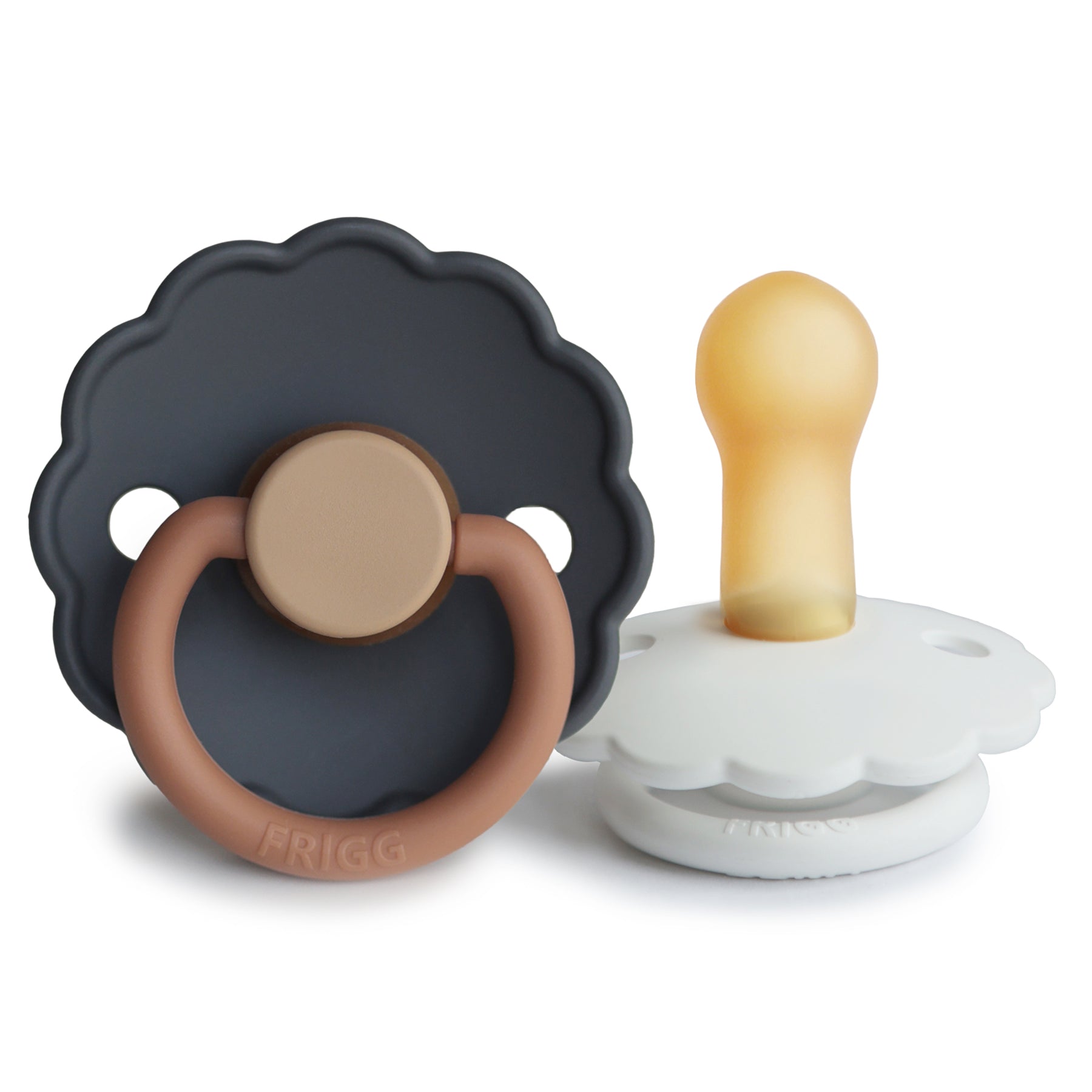 FRIGG Daisy Natural Rubber Pacifier 2-Pack FRIGG PACIFIERS Mushie Aurora/Bright White 6-18 months