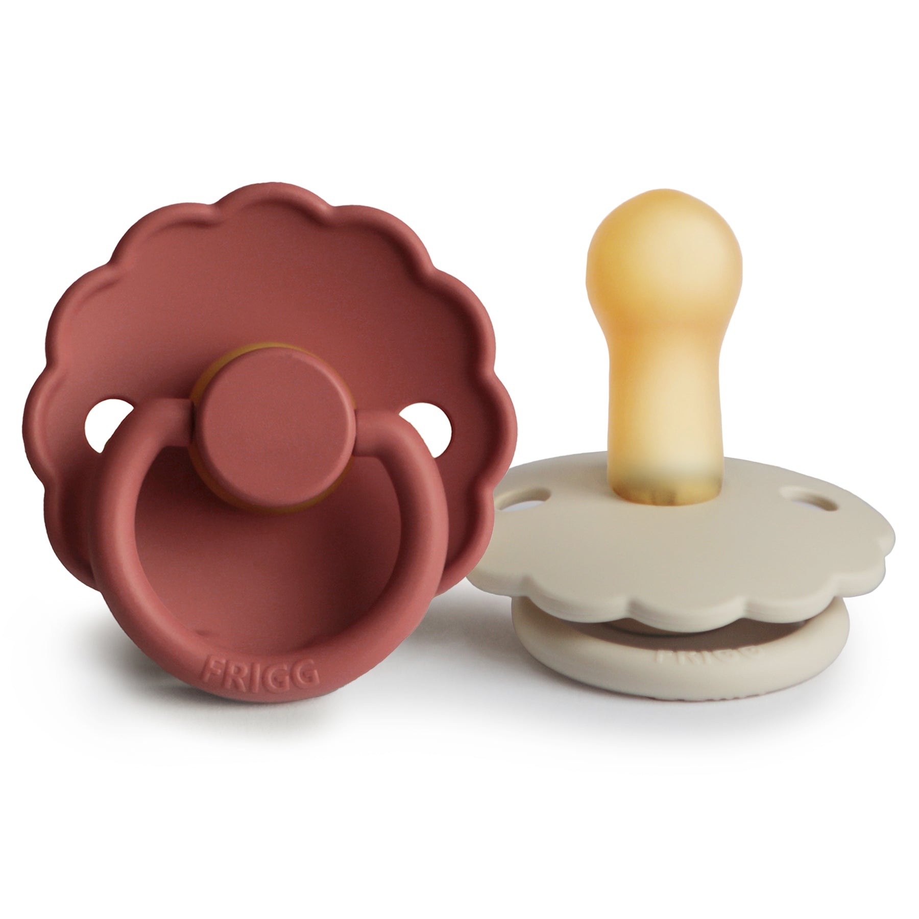 FRIGG Daisy Natural Rubber Pacifier 2-Pack FRIGG PACIFIERS Mushie Baked Clay/Cream 6-18 months