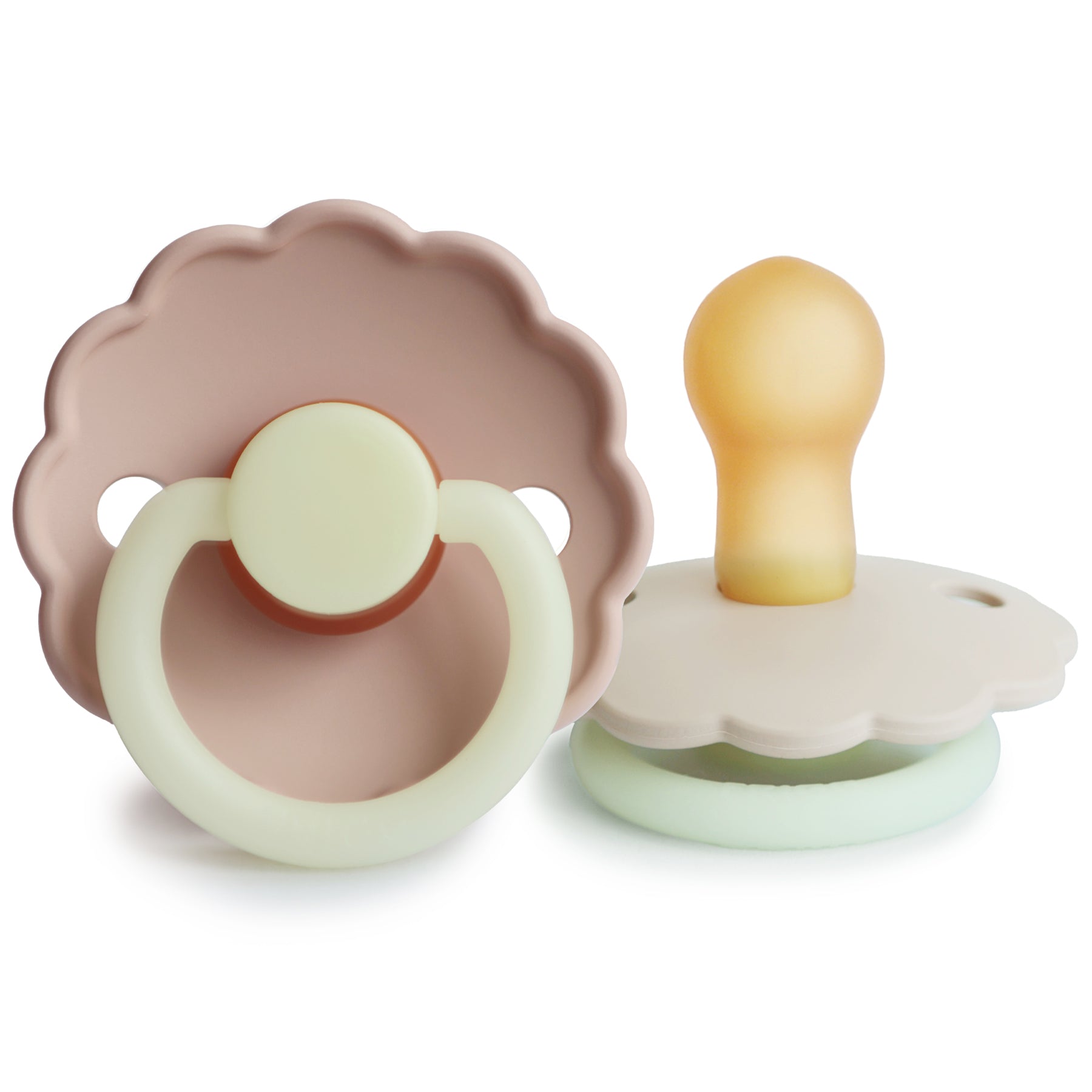FRIGG Daisy Night Natural Rubber Pacifier 2-Pack FRIGG PACIFIERS Mushie Blush/Cream 0-6 months