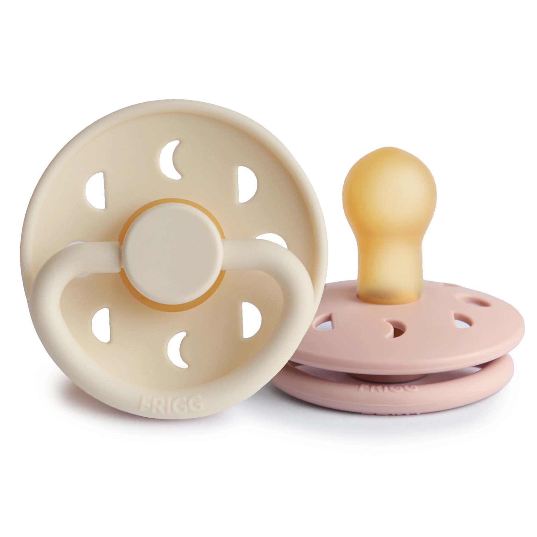 FRIGG Moon Natural Rubber Pacifier 2-Pack FRIGG PACIFIERS Mushie Blush/Cream 0-6 months