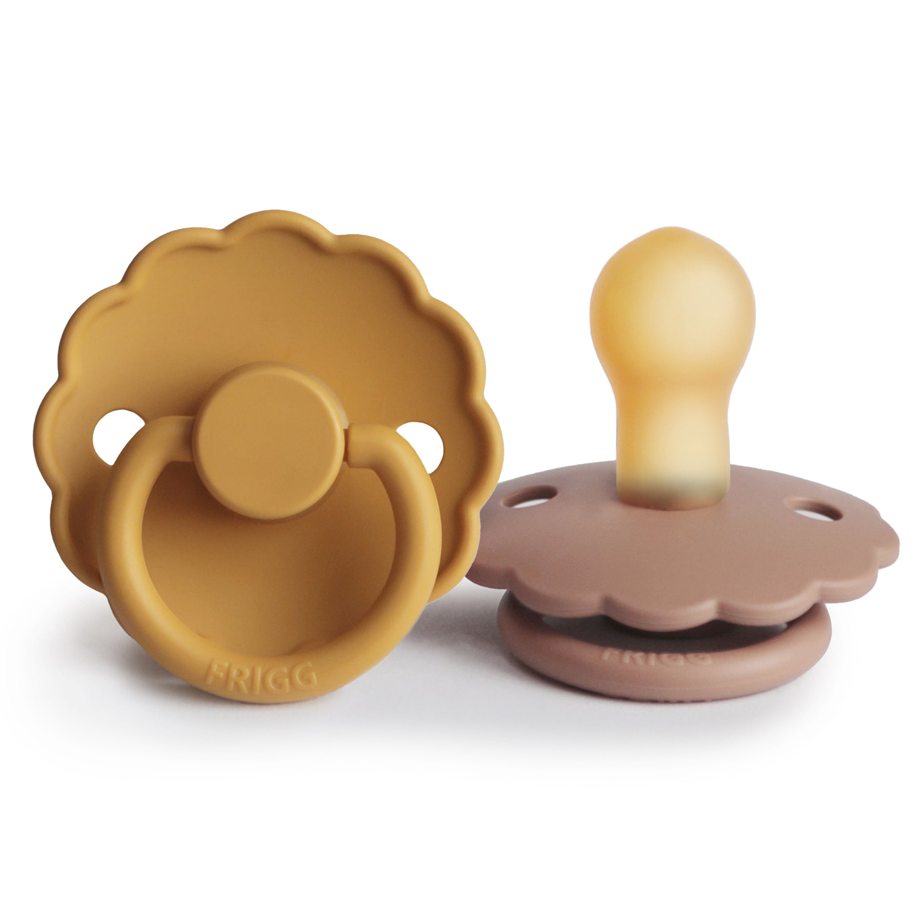 FRIGG Daisy Natural Rubber Pacifier 2-Pack FRIGG PACIFIERS Mushie Rose Gold/Honey Gold 0-6 months