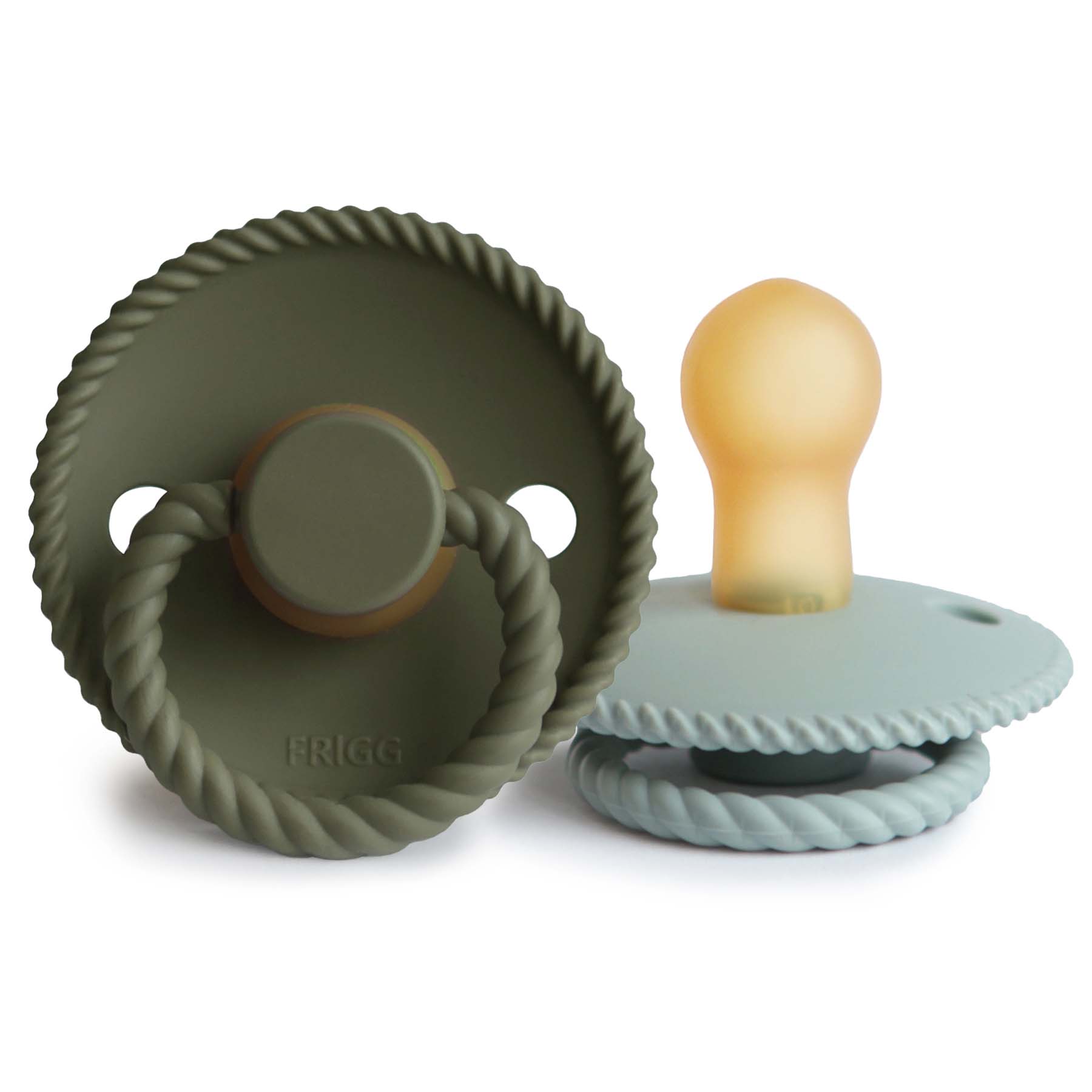 FRIGG Rope Natural Rubber Pacifier 2-Pack FRIGG PACIFIERS Mushie Olive/Sage 0-6 months