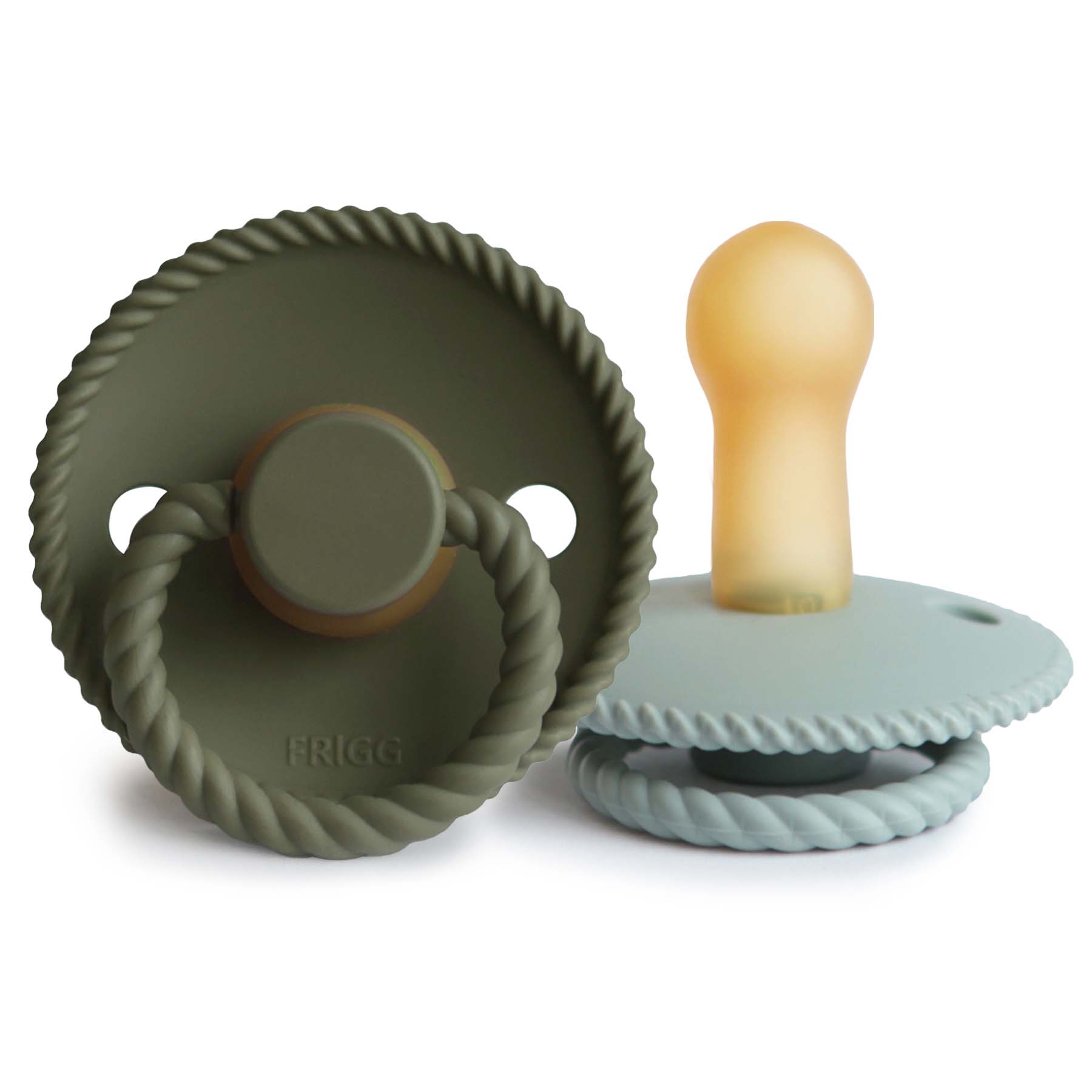 FRIGG Rope Natural Rubber Pacifier 2-Pack FRIGG PACIFIERS Mushie Olive/Sage 6-18 months