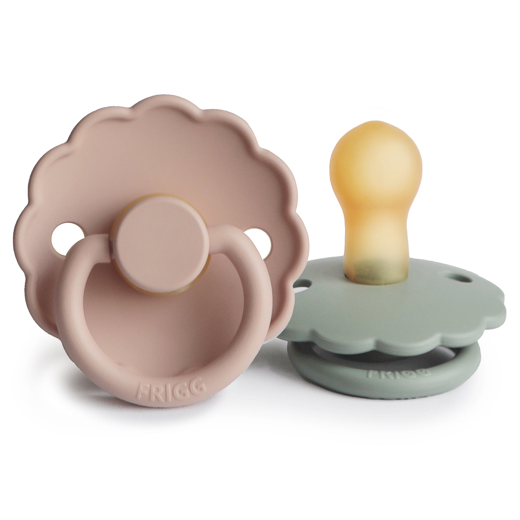 FRIGG Daisy Natural Rubber Pacifier 2-Pack FRIGG PACIFIERS Mushie Blush/Sage 0-6 months