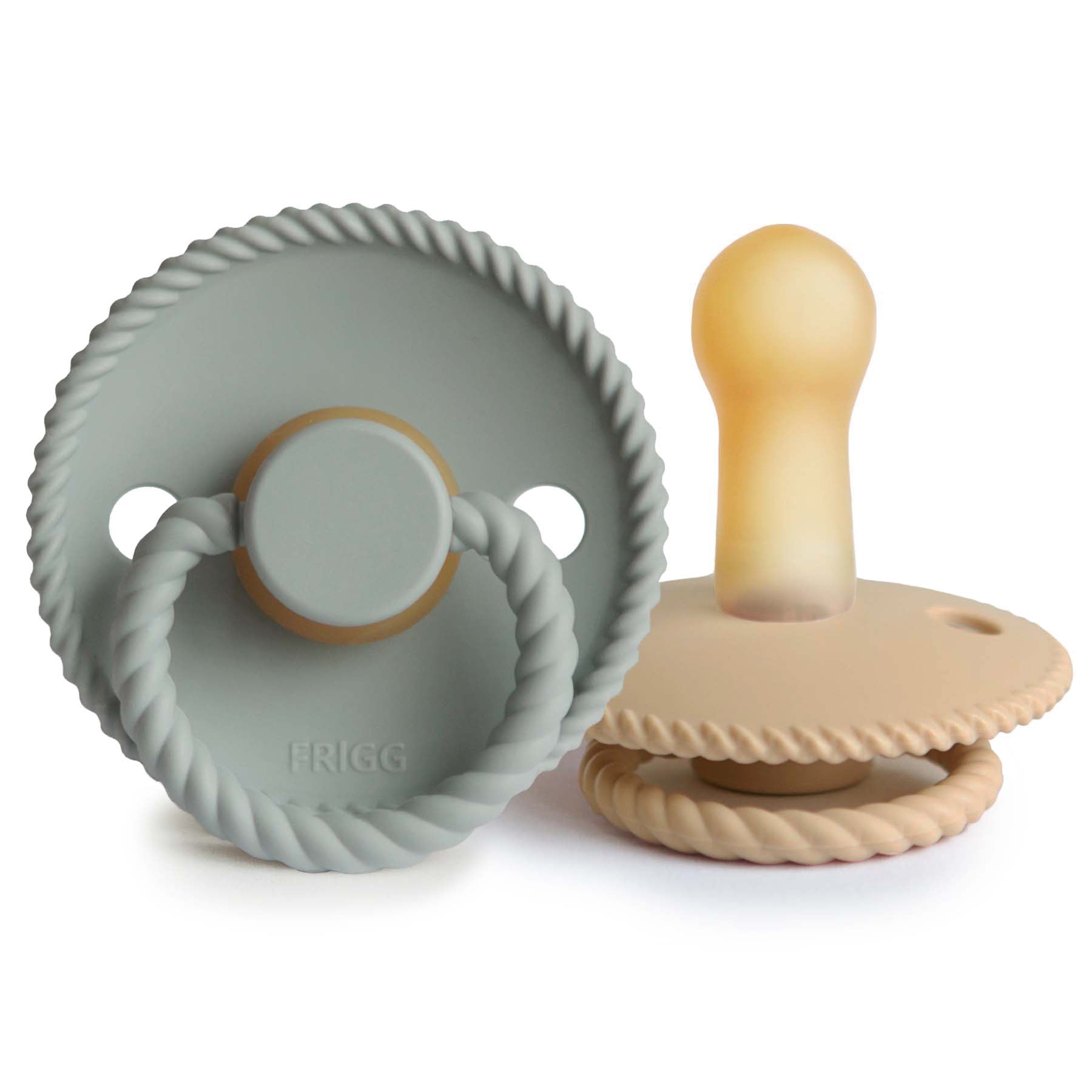 FRIGG Rope Natural Rubber Pacifier 2-Pack FRIGG PACIFIERS Mushie Sage/Croissant 6-18 months