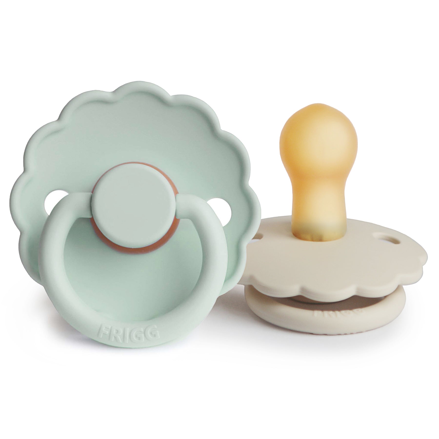 FRIGG Daisy Natural Rubber Pacifier 2-Pack FRIGG PACIFIERS Mushie Seafoam/Cream 0-6 months
