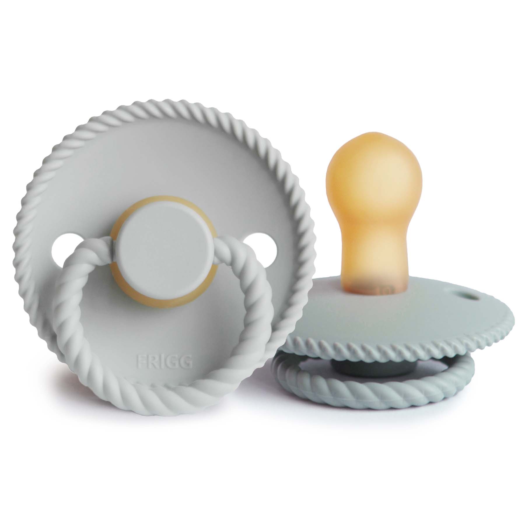 FRIGG Rope Natural Rubber Pacifier 2-Pack FRIGG PACIFIERS Mushie Silver Gray/French Gray 0-6 months