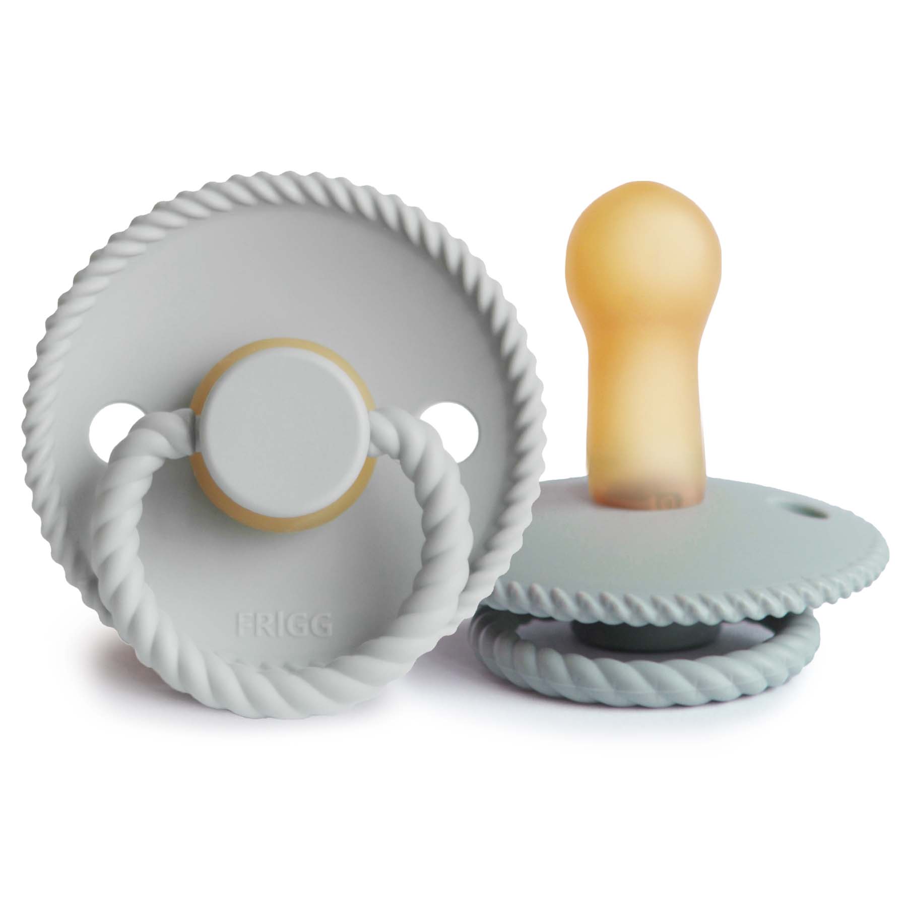 FRIGG Rope Natural Rubber Pacifier 2-Pack FRIGG PACIFIERS Mushie Silver Gray/French Gray 6-18 months