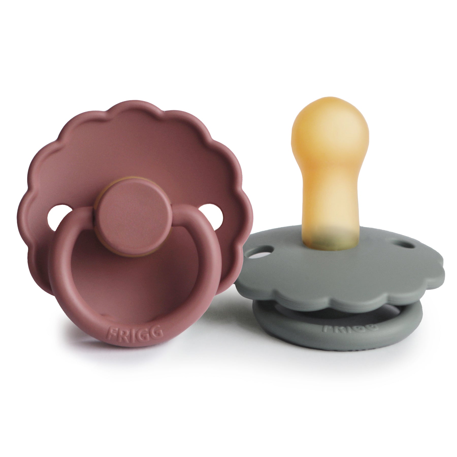 FRIGG Daisy Natural Rubber Pacifier 2-Pack FRIGG PACIFIERS Mushie Woodchuck/French Gray 6-18 months