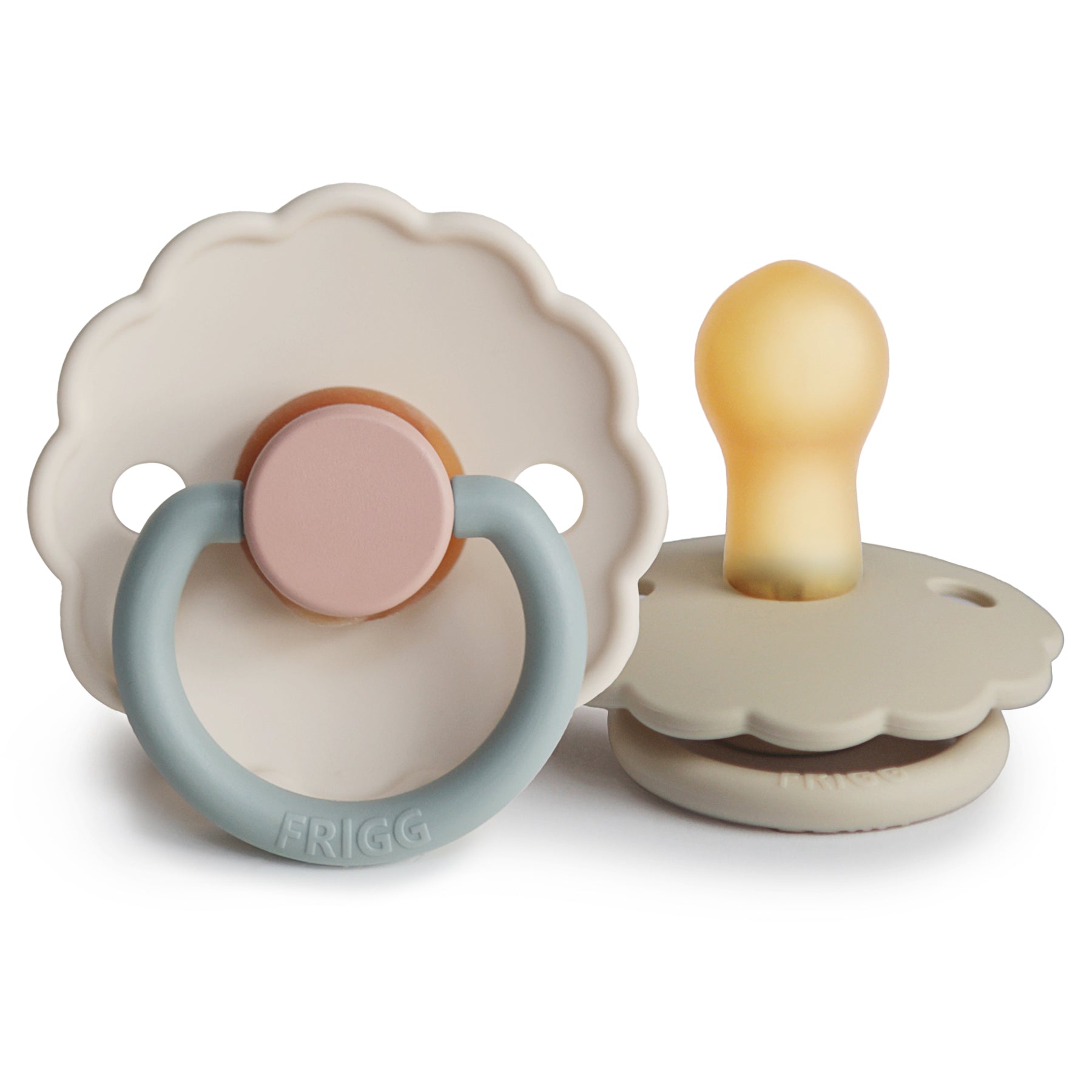 FRIGG Daisy Natural Rubber Pacifier 2-Pack FRIGG PACIFIERS Mushie Cotton Candy/Sandstone 0-6 months
