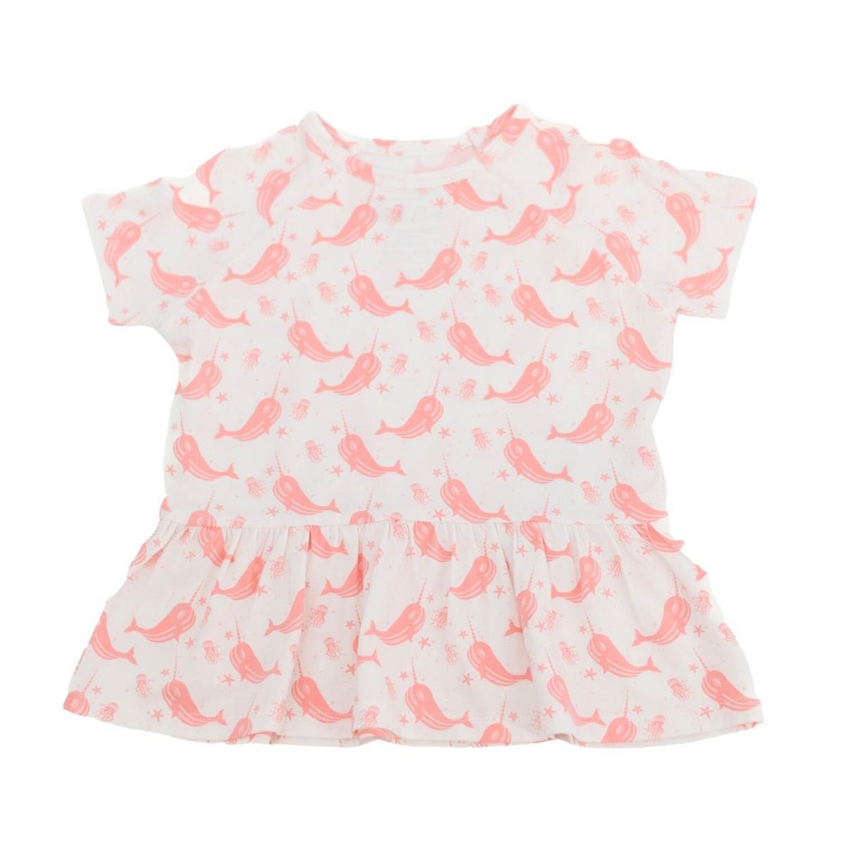 Ruffle Bottom Tee - Narwhal Pink