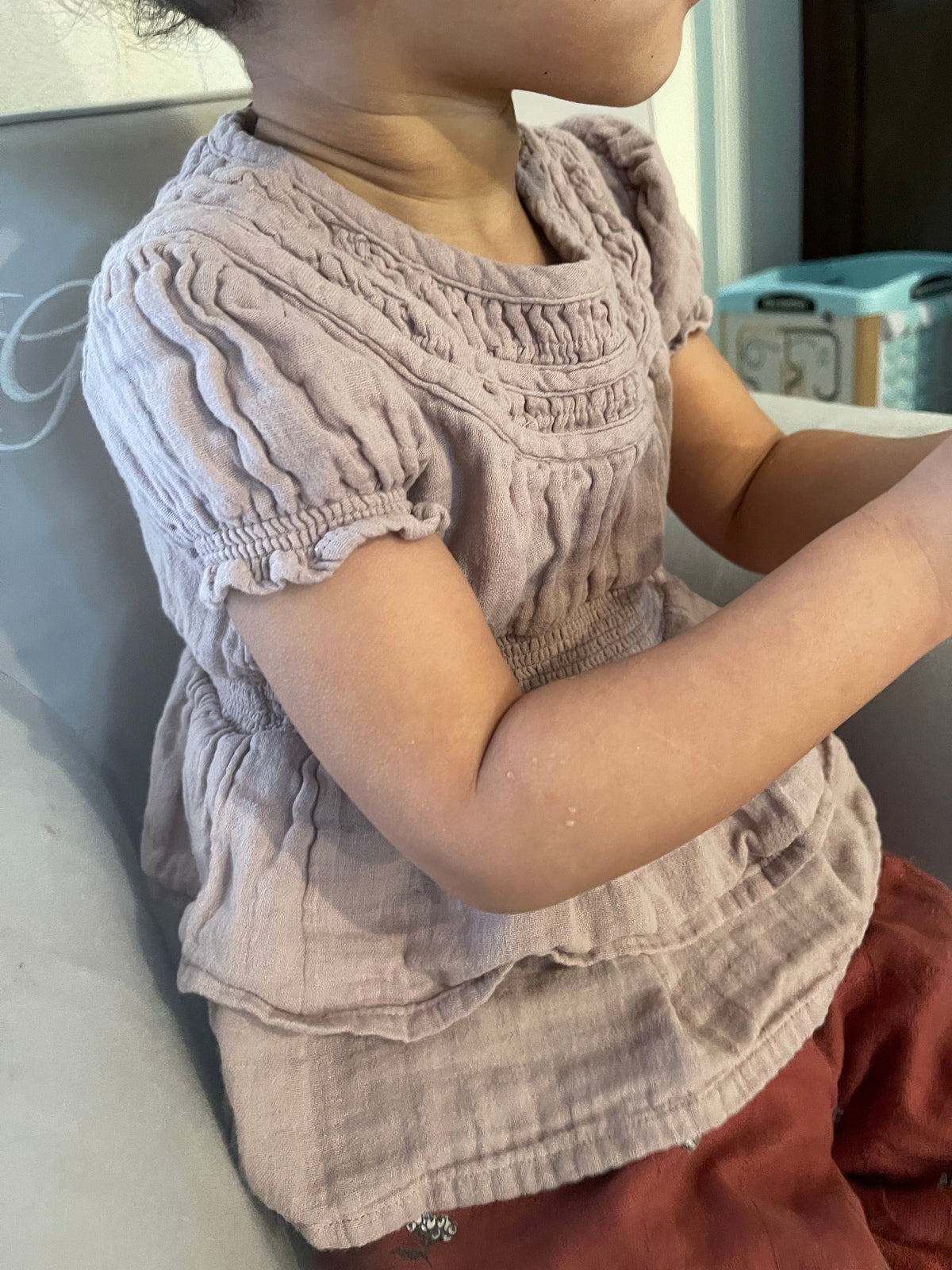 Baby Organic Muslin Layered Top - Raspberry Cream - FINAL SALE