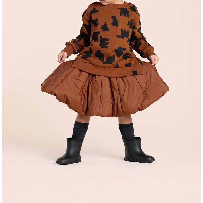 Girls Quilted Nylon Skirt - Rust