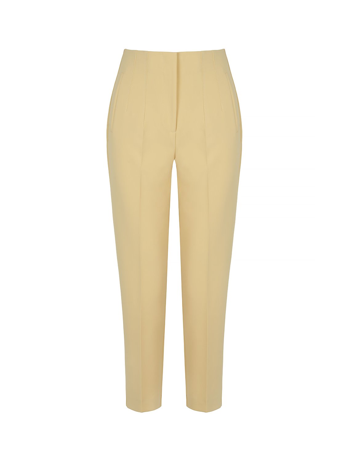 Pleated High-Waisted Pants - Yellow