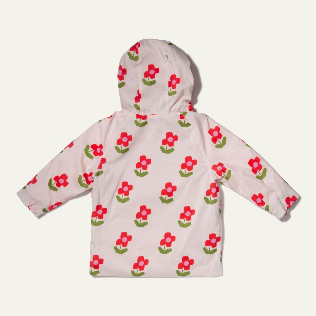Recycled Fabric Flower Baby Raincoat - Pink Petal Floral