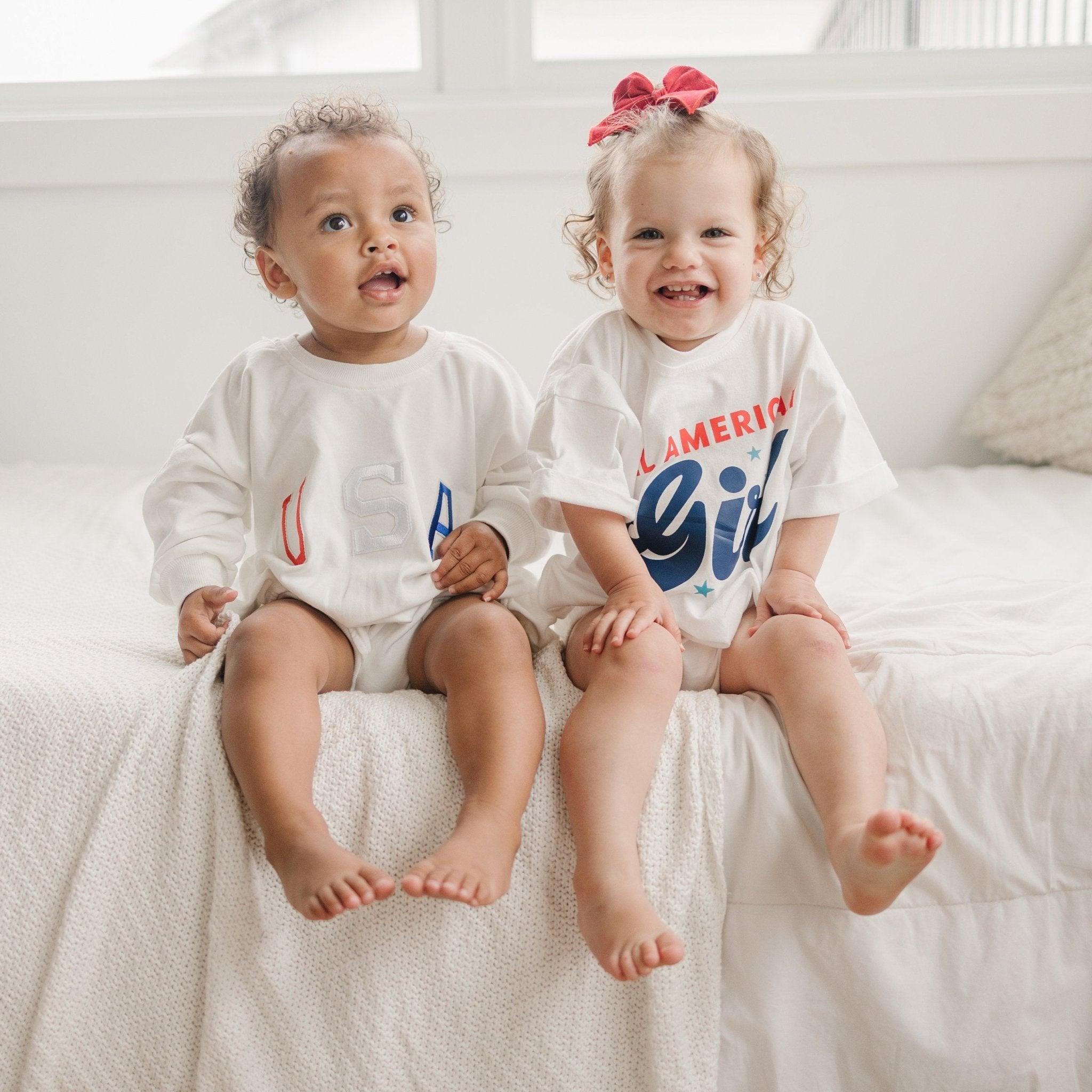USA Applique Sweatshirt Romper