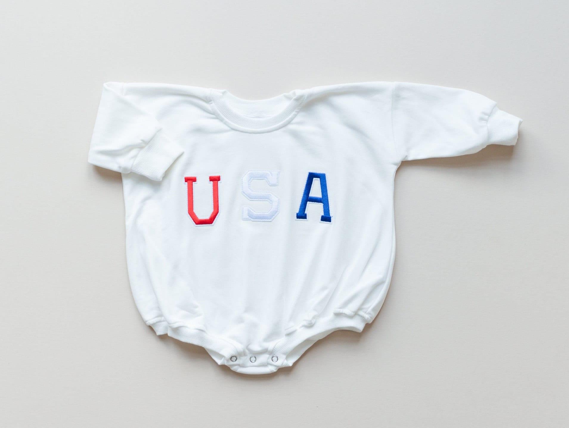 USA Applique Sweatshirt Romper