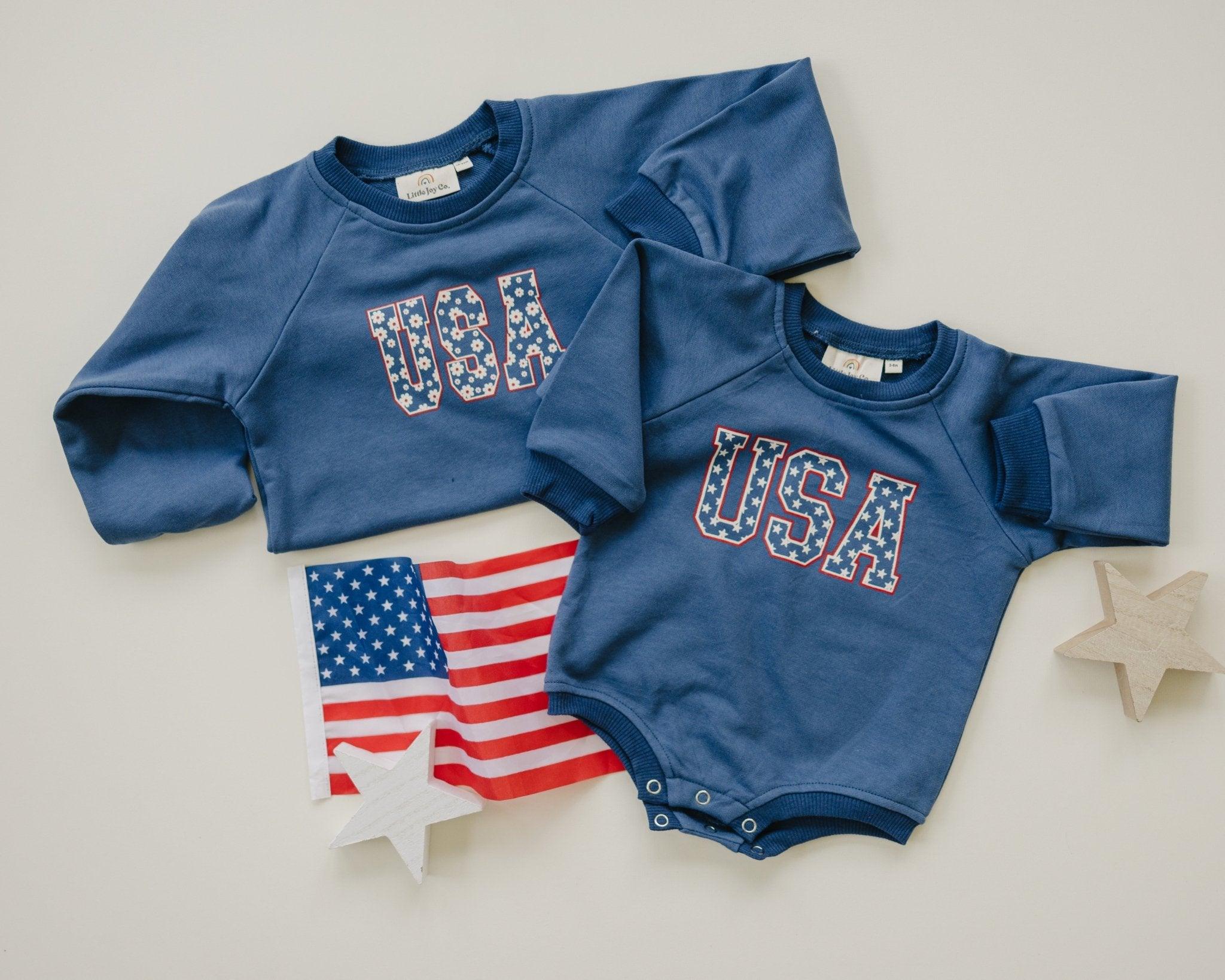 USA Daisy Sweatshirt Romper