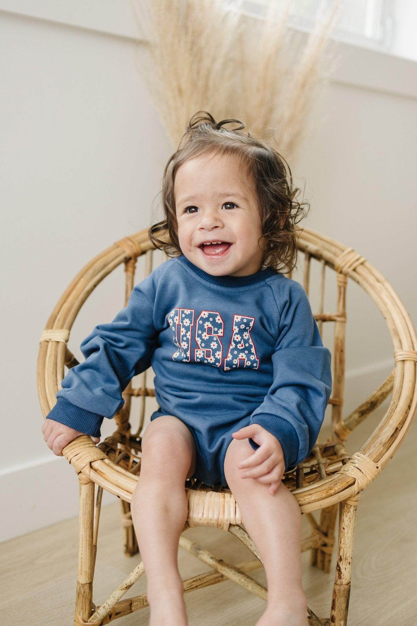 USA Daisy Sweatshirt Romper