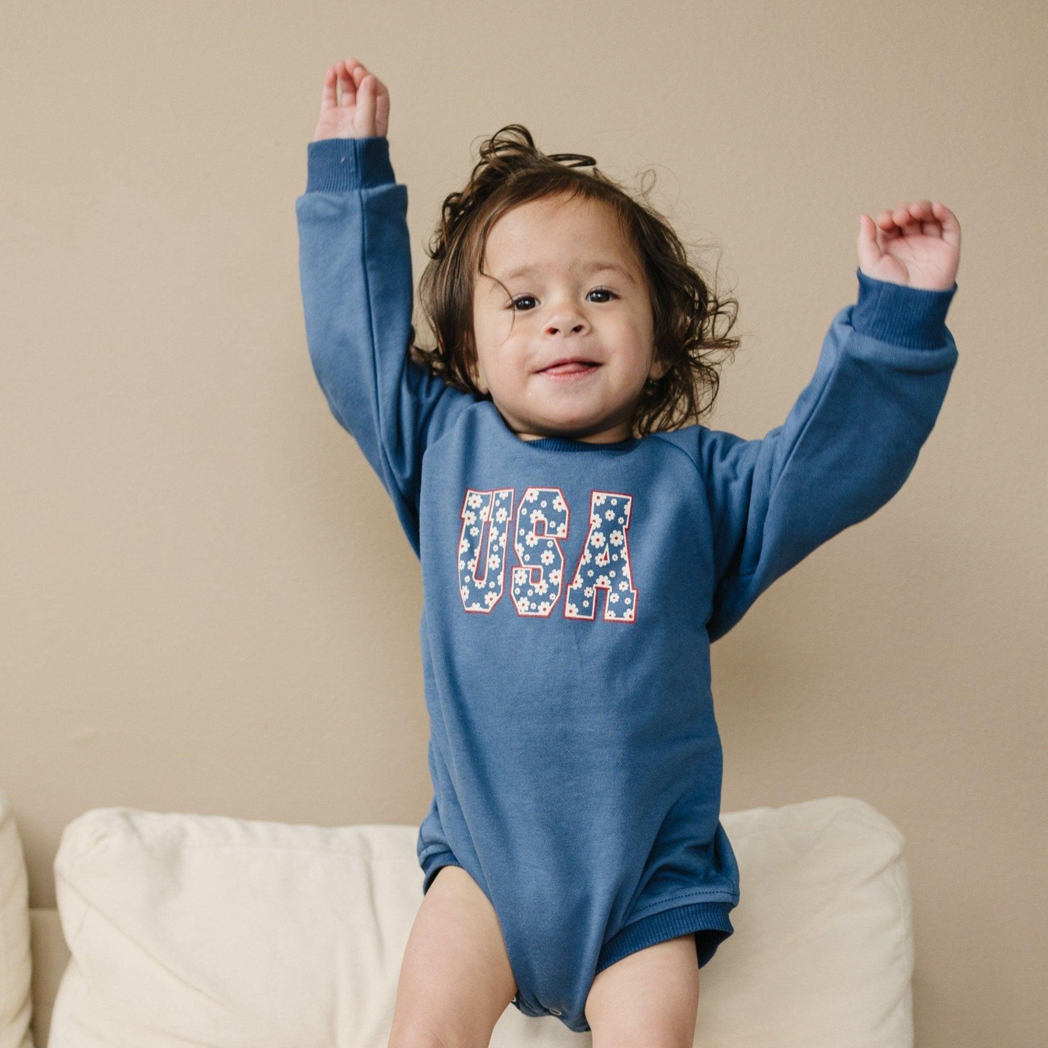 USA Daisy Sweatshirt Romper
