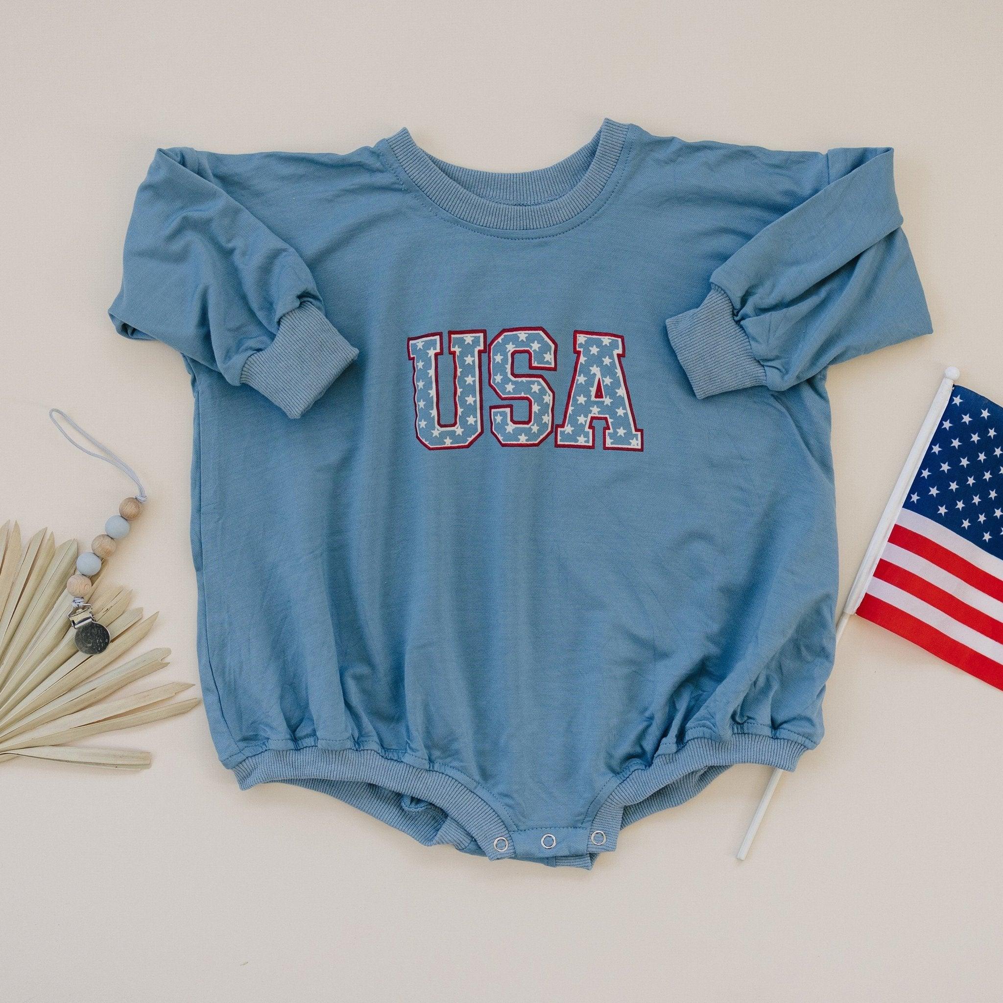 USA Star Bamboo Sweatshirt Romper