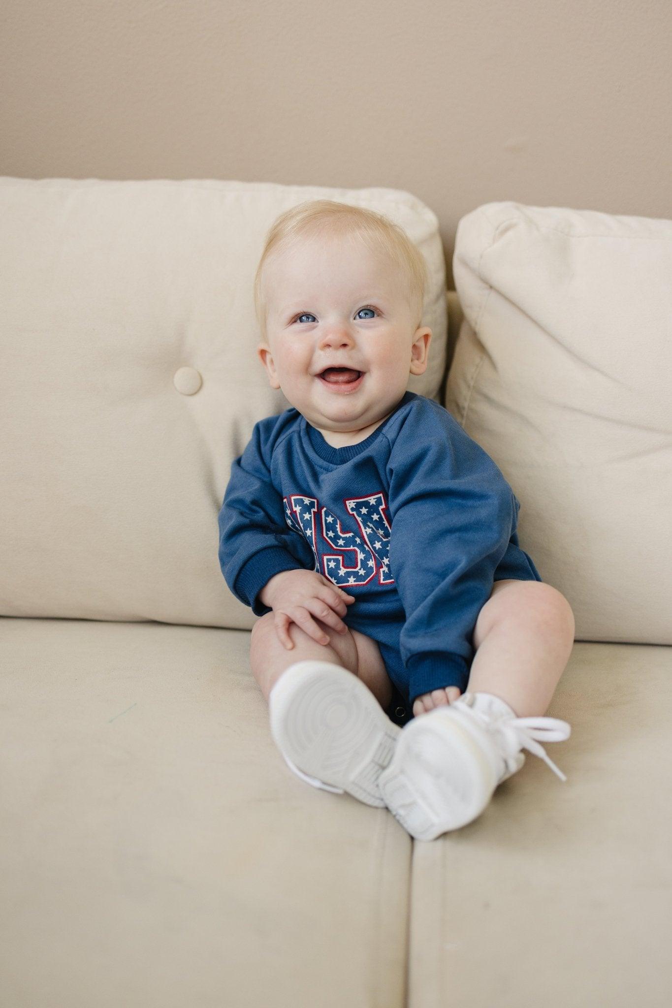 USA Stars Sweatshirt Romper