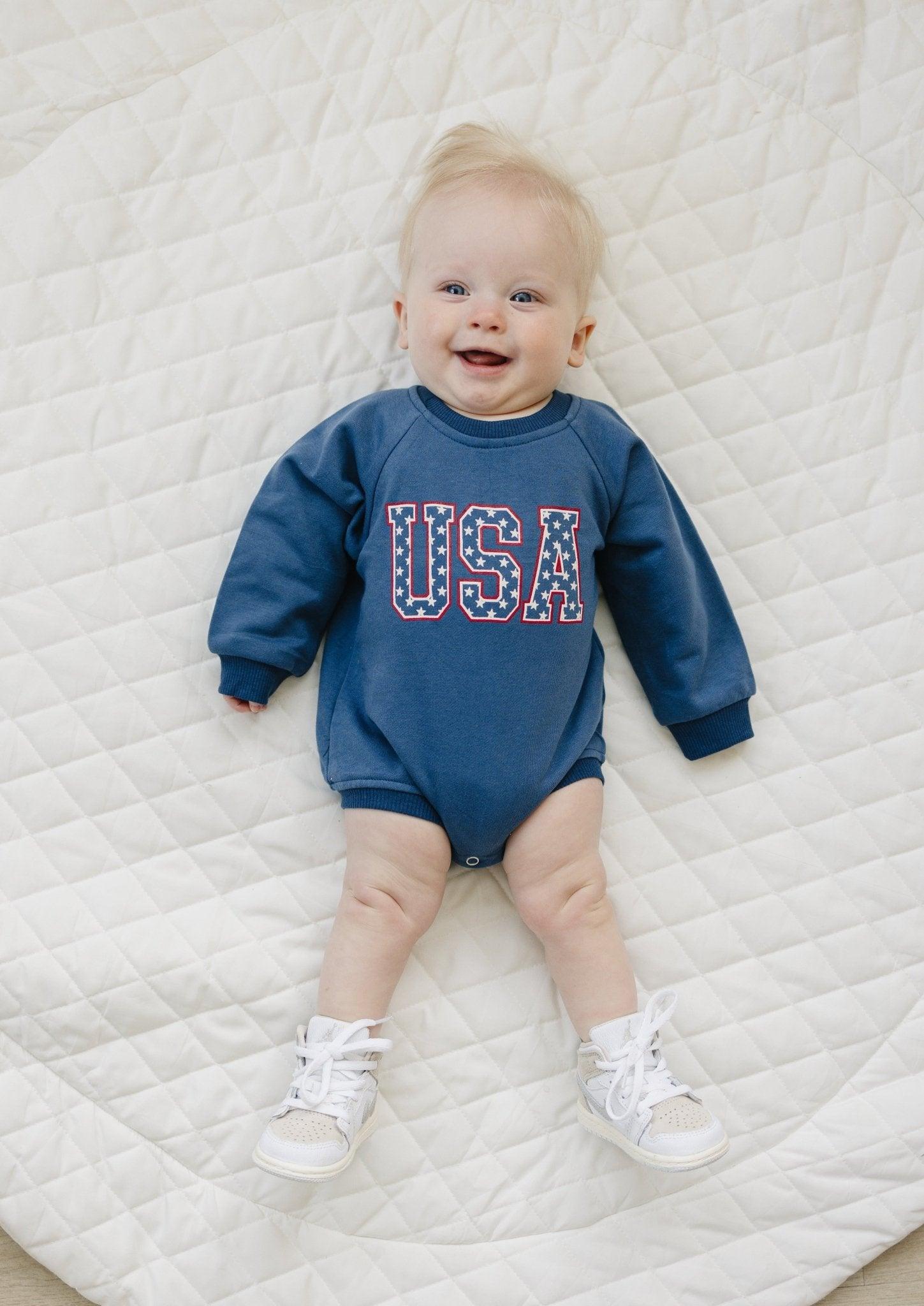 USA Stars Sweatshirt Romper