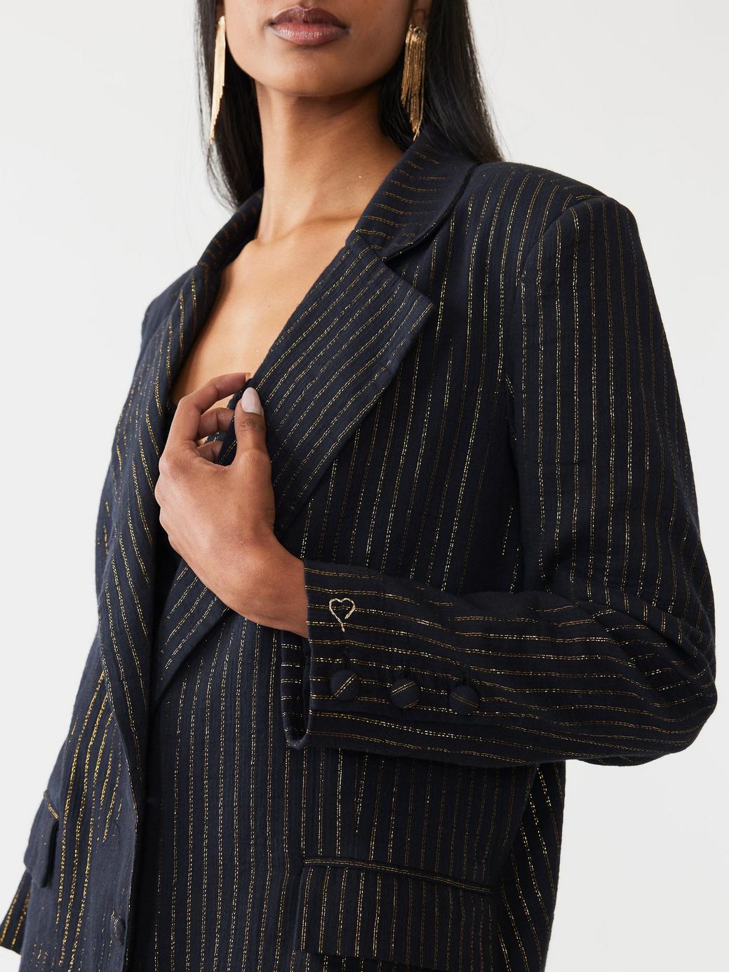 Sloan Blazer - Black Lurex Stripe - FINAL SALE