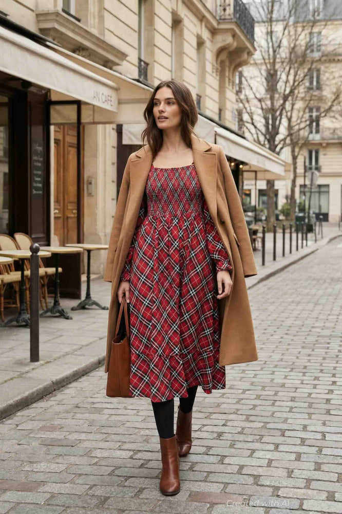 Velour Adult Life of the Party Dress - Christmas Tartan