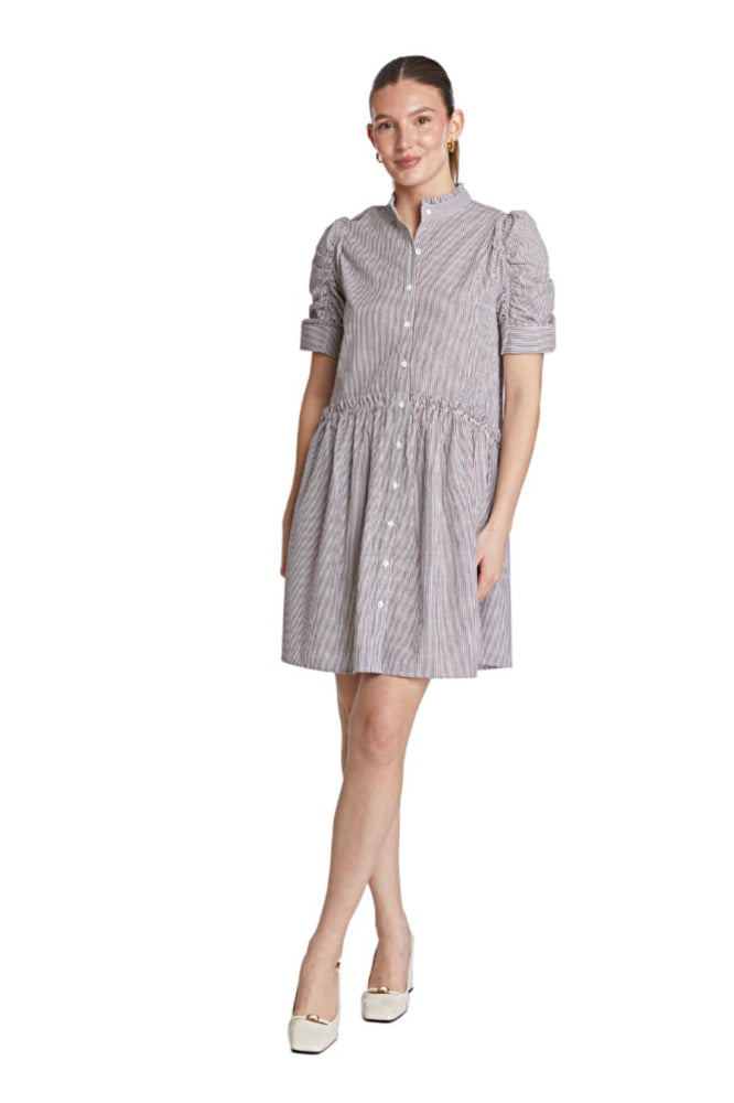 Veronica Dress - Brown-stripe