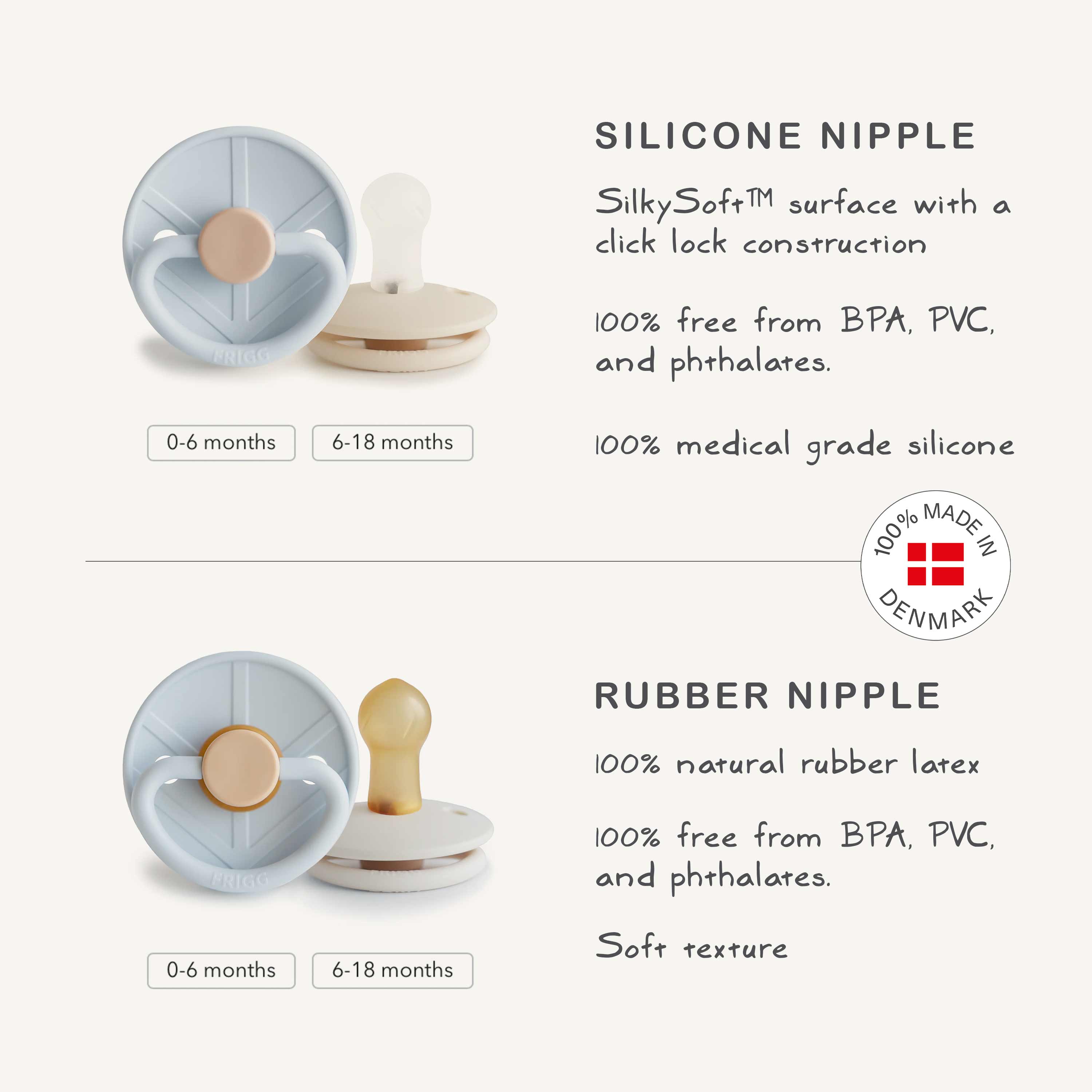 FRIGG Little Viking Silicone 2-Pack Pacifiers & Teethers Mushie