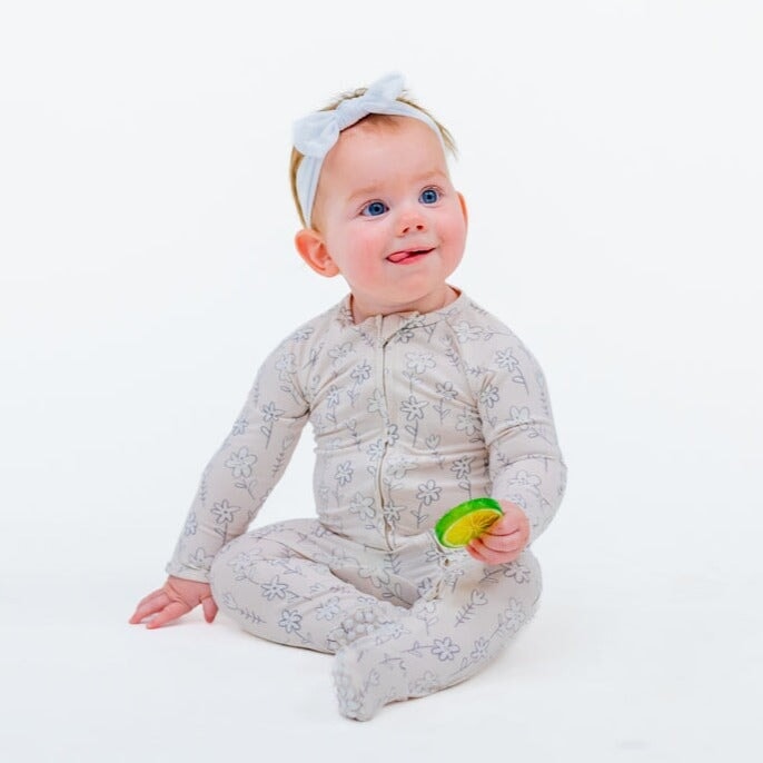Zipper Footie - Grey Doodle