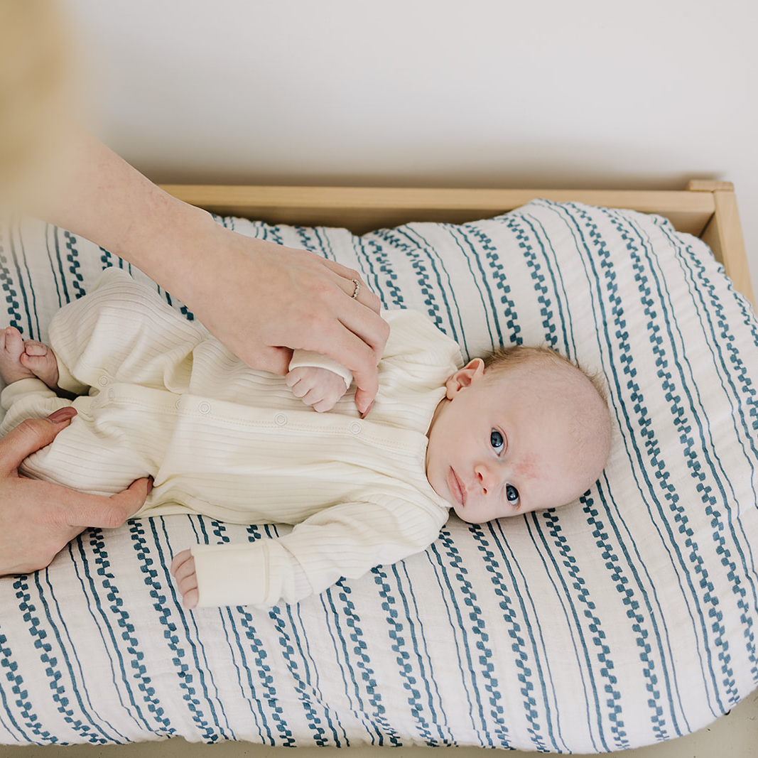 Western Stripe Classic Muslin Changing Pad Cover Changing Pad Cover Bebe au Lait