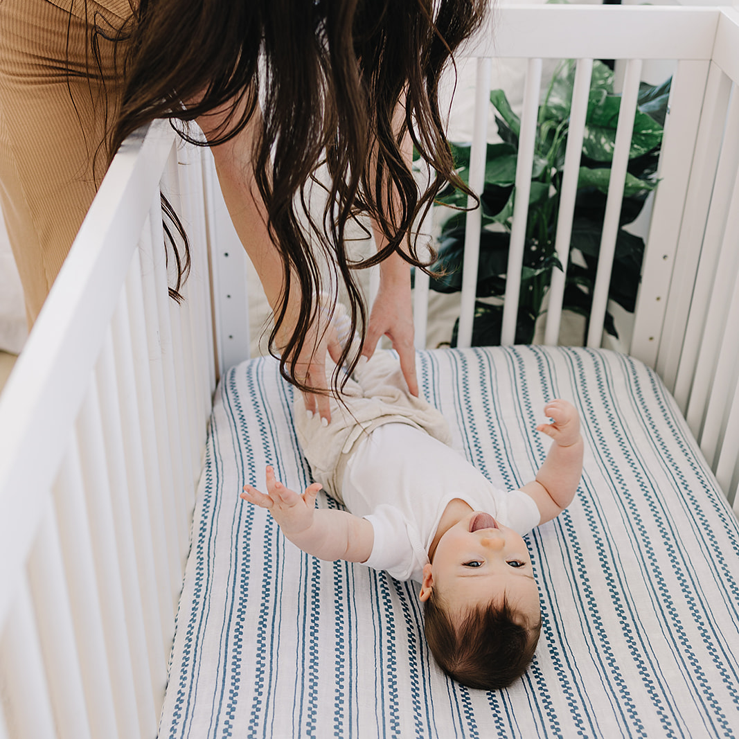 Western Stripe Classic Muslin Crib Sheet Crib Sheet Bebe au Lait