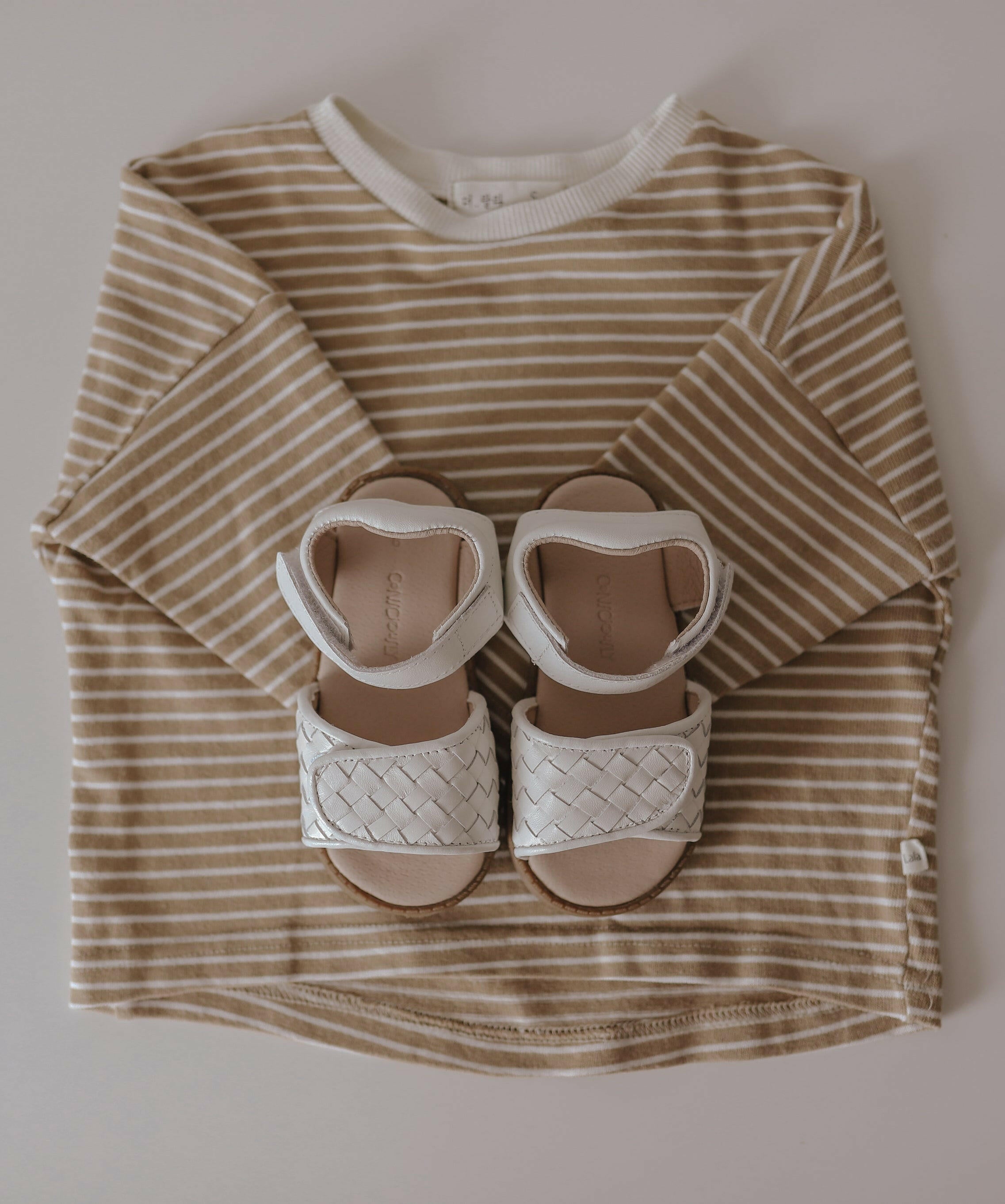 Leather Woven Sandal | Color 'Cotton' | Hard Sole  Consciously Baby